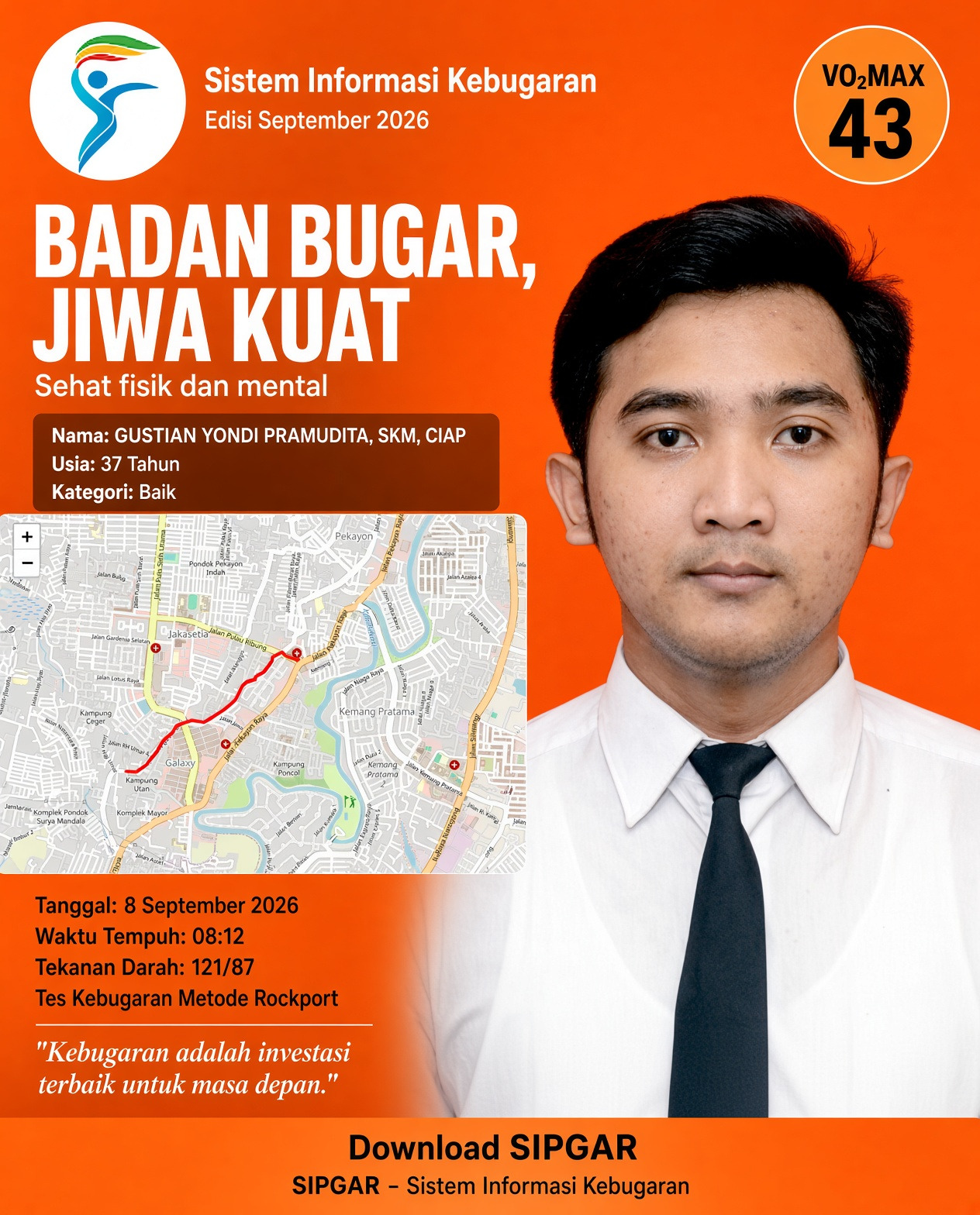 Cover hasil tes kebugaran GUSTIAN YONDI PRAMUDITA, SKM, CIAP