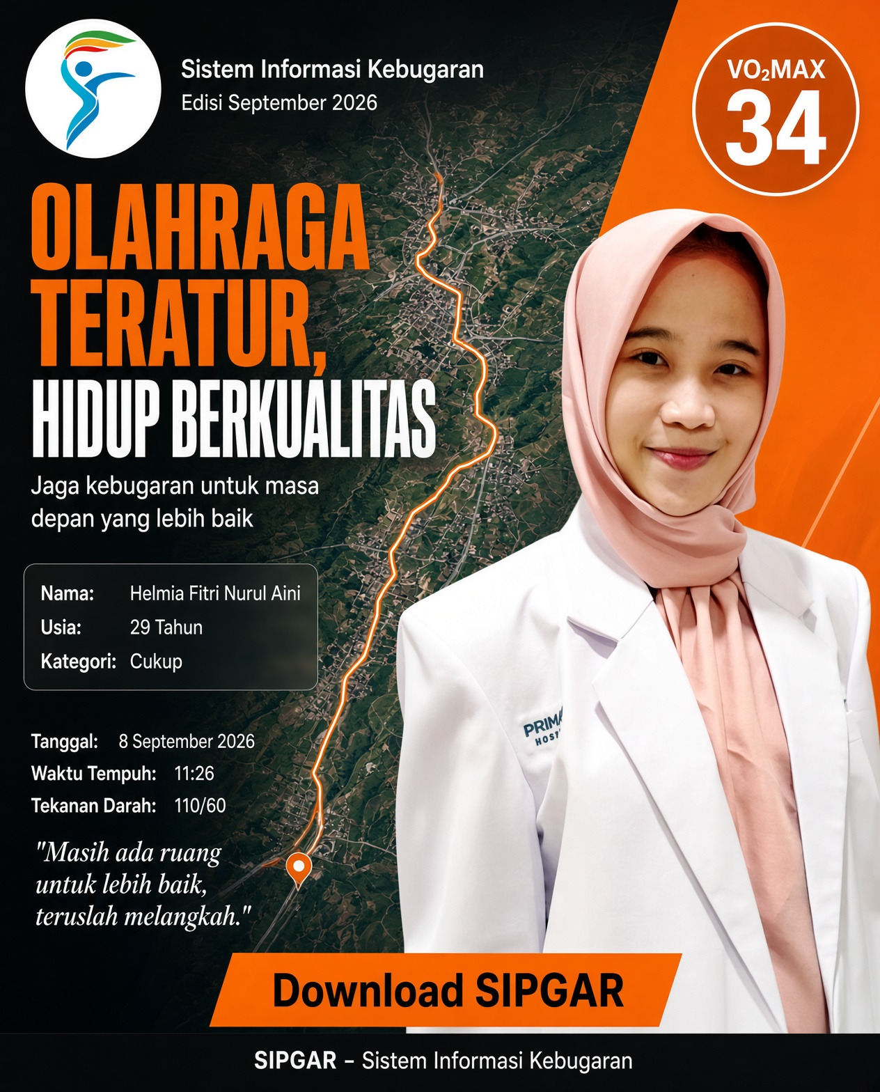 Cover hasil tes kebugaran Helmia Fitri Nurul Aini