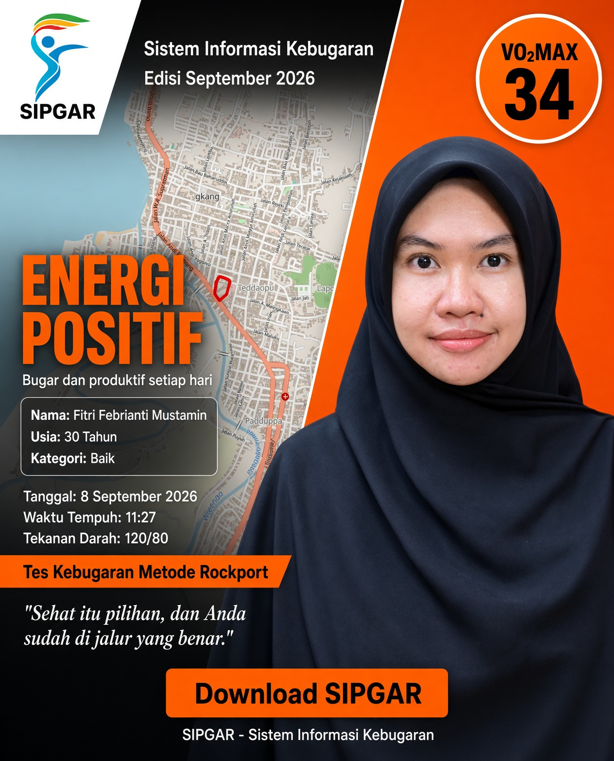 Cover hasil tes kebugaran Fitri Febrianti Mustamin