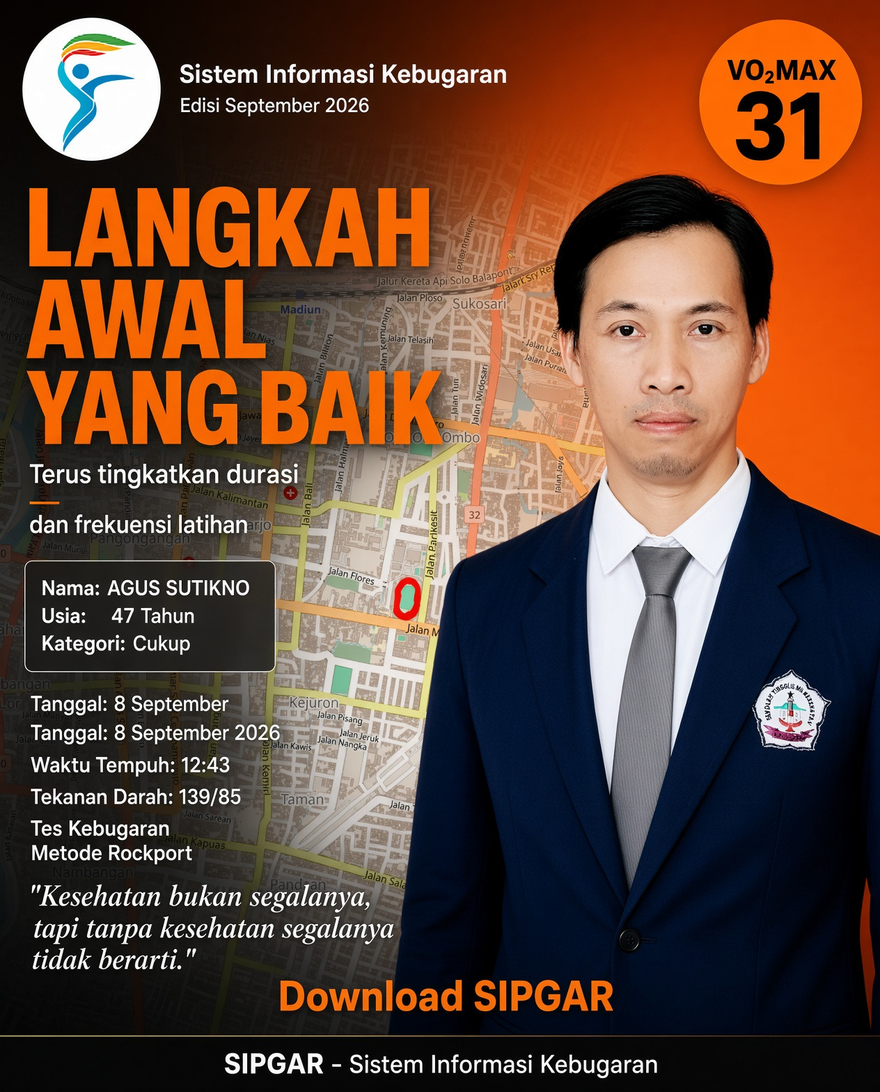 Cover hasil tes kebugaran AGUS SUTIKNO