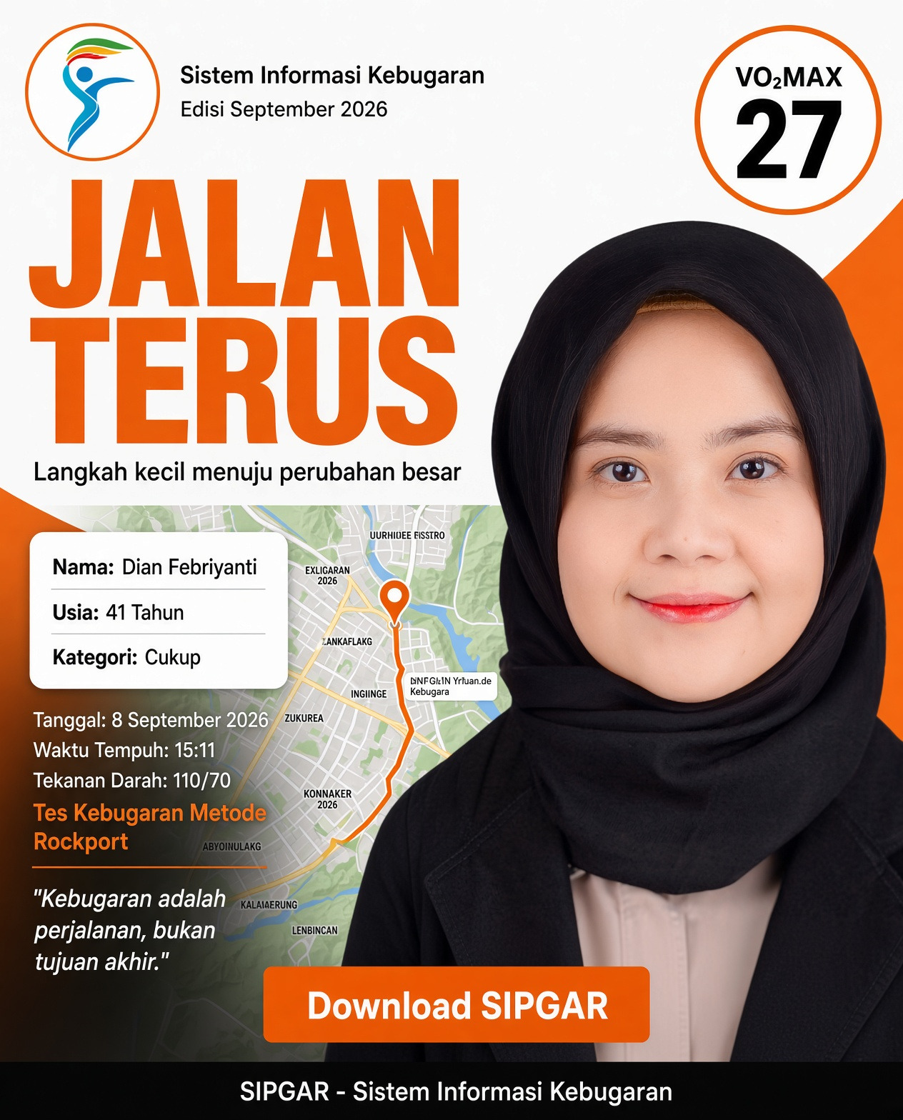 Cover hasil tes kebugaran Dian Febriyanti