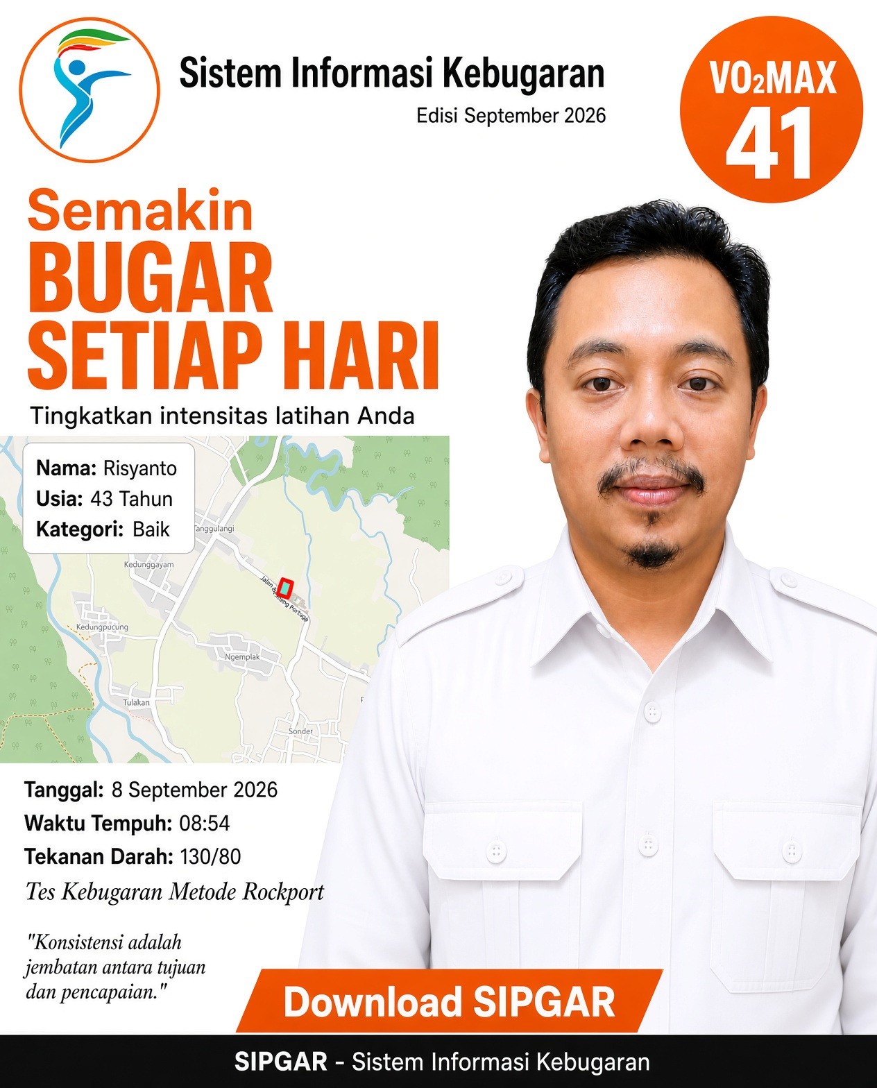Cover hasil tes kebugaran Risyanto