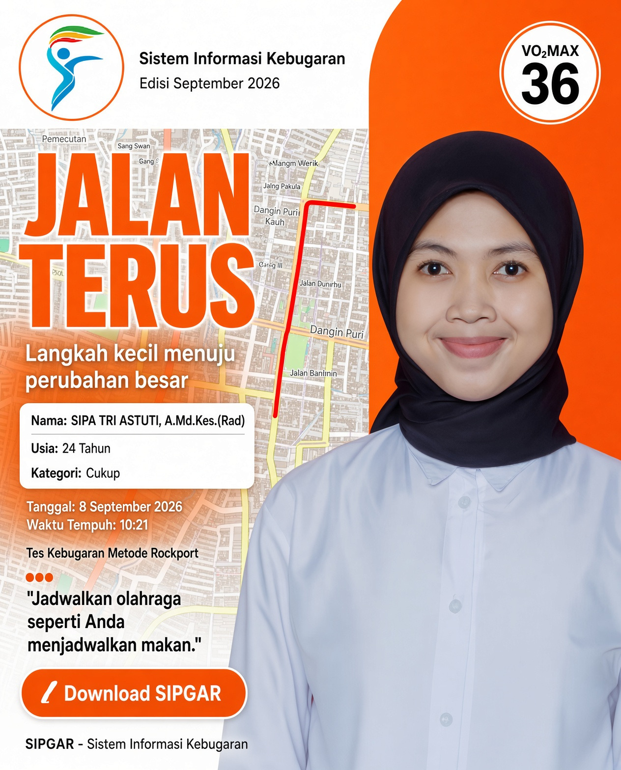 Cover hasil tes kebugaran SIPA TRI ASTUTI, A.Md.Kes.(Rad)