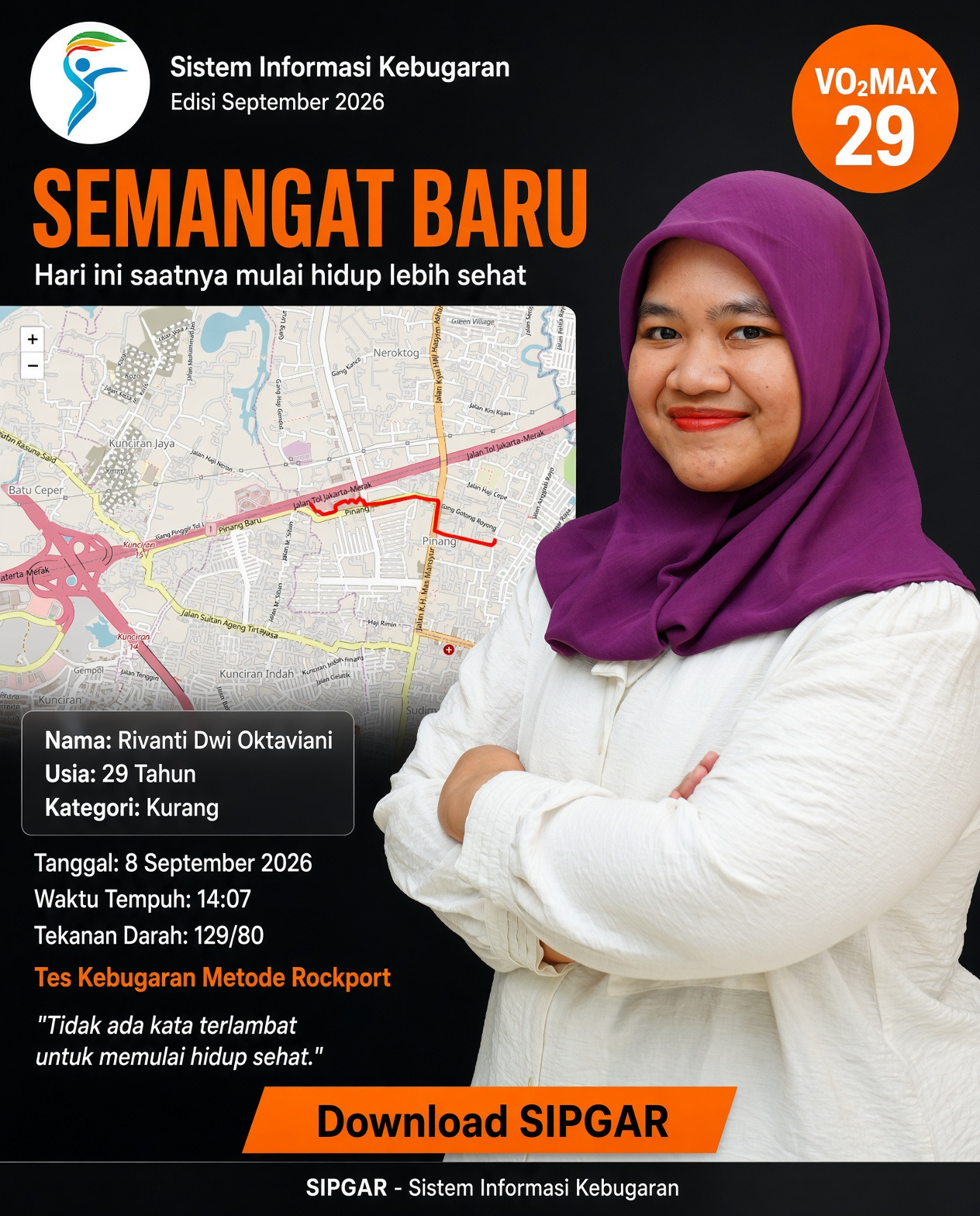 Cover hasil tes kebugaran Rivanti Dwi Oktaviani