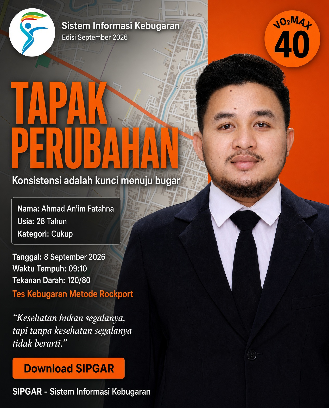 Cover hasil tes kebugaran Ahmad An’im Fatahna