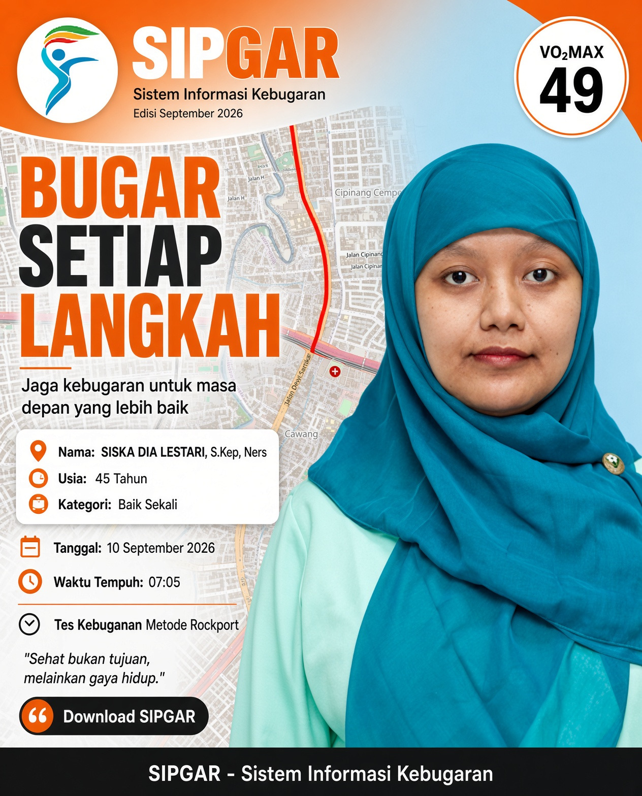 Cover hasil tes kebugaran SISKA DIA LESTARI, S.Kep, Ners