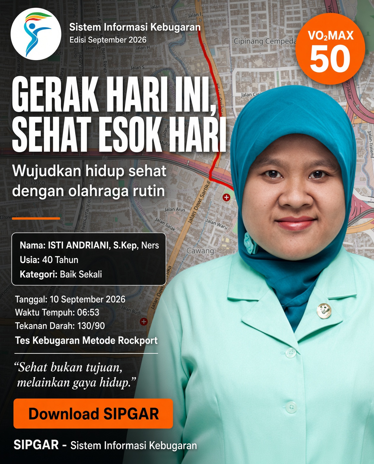 Cover hasil tes kebugaran ISTI ANDRIANI, S.Kep, Ners
