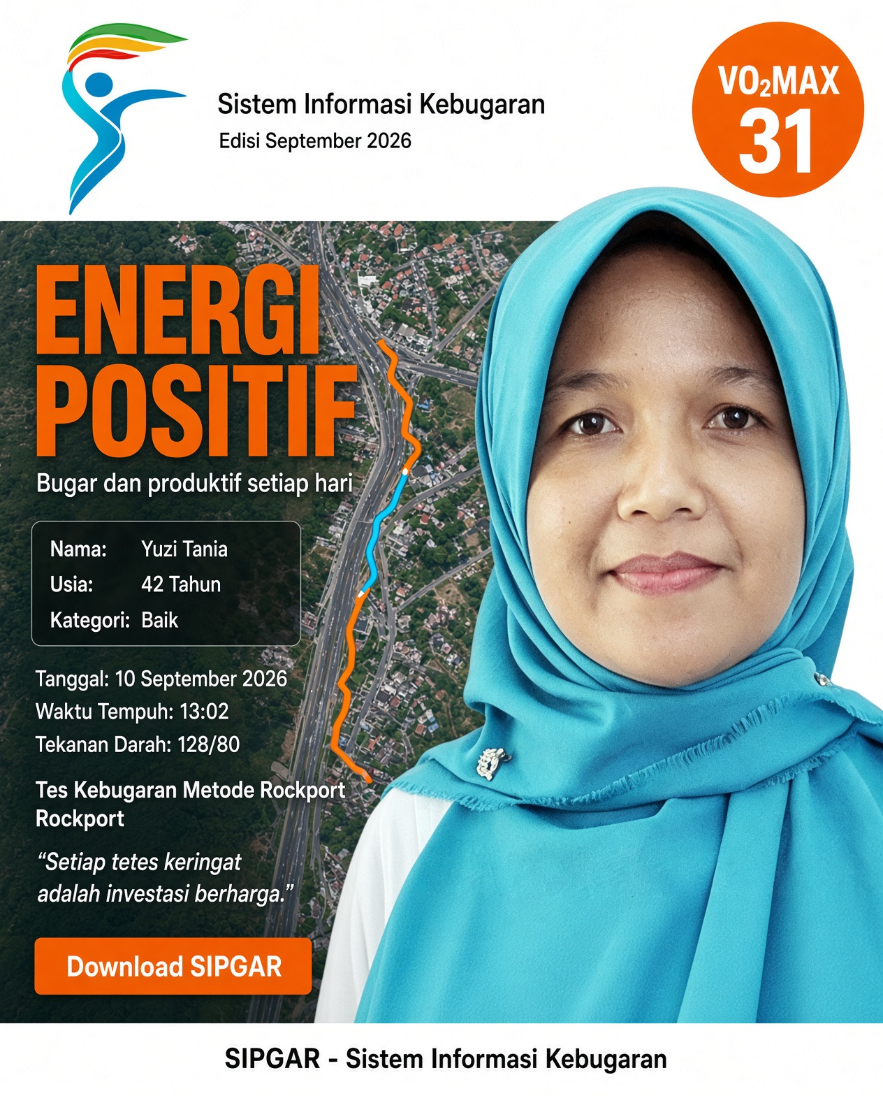 Cover hasil tes kebugaran Yuzi Tania