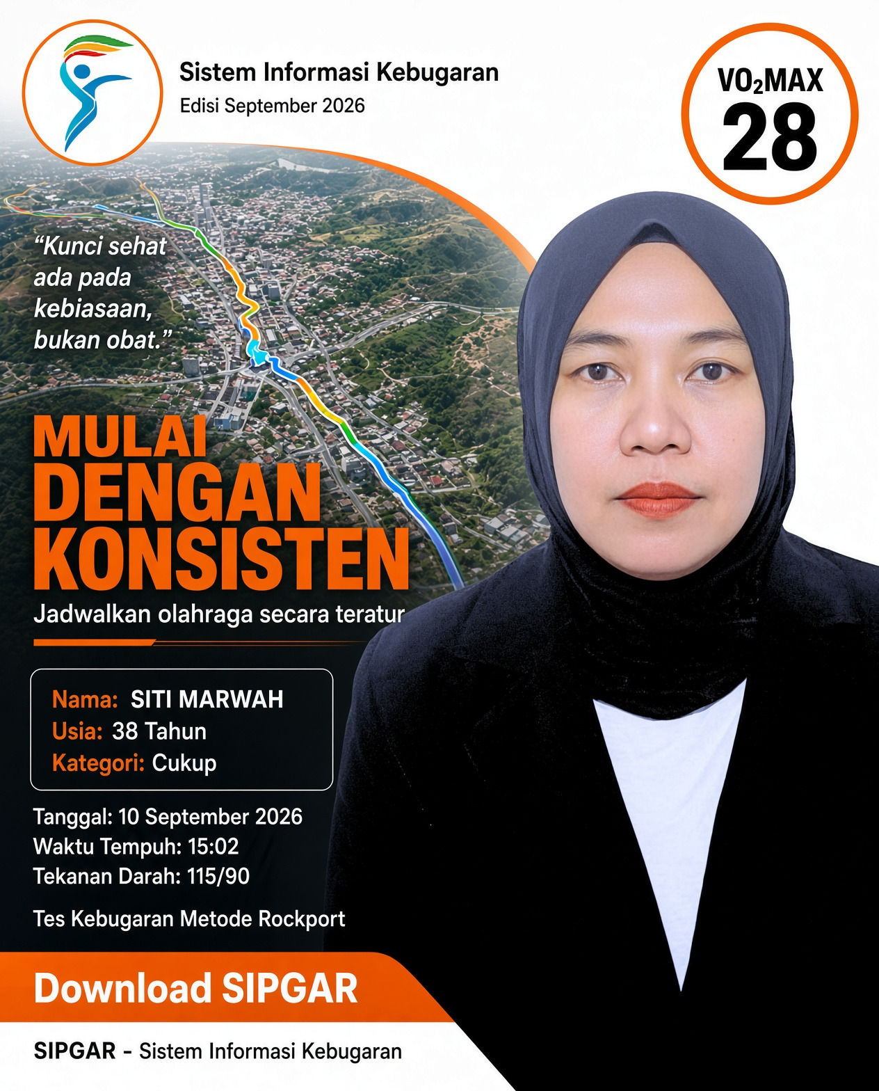 Cover hasil tes kebugaran SITI MARWAH