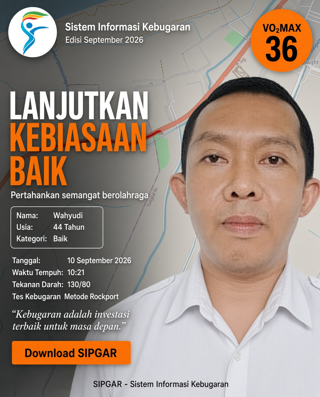 Cover hasil tes kebugaran Wahyudi
