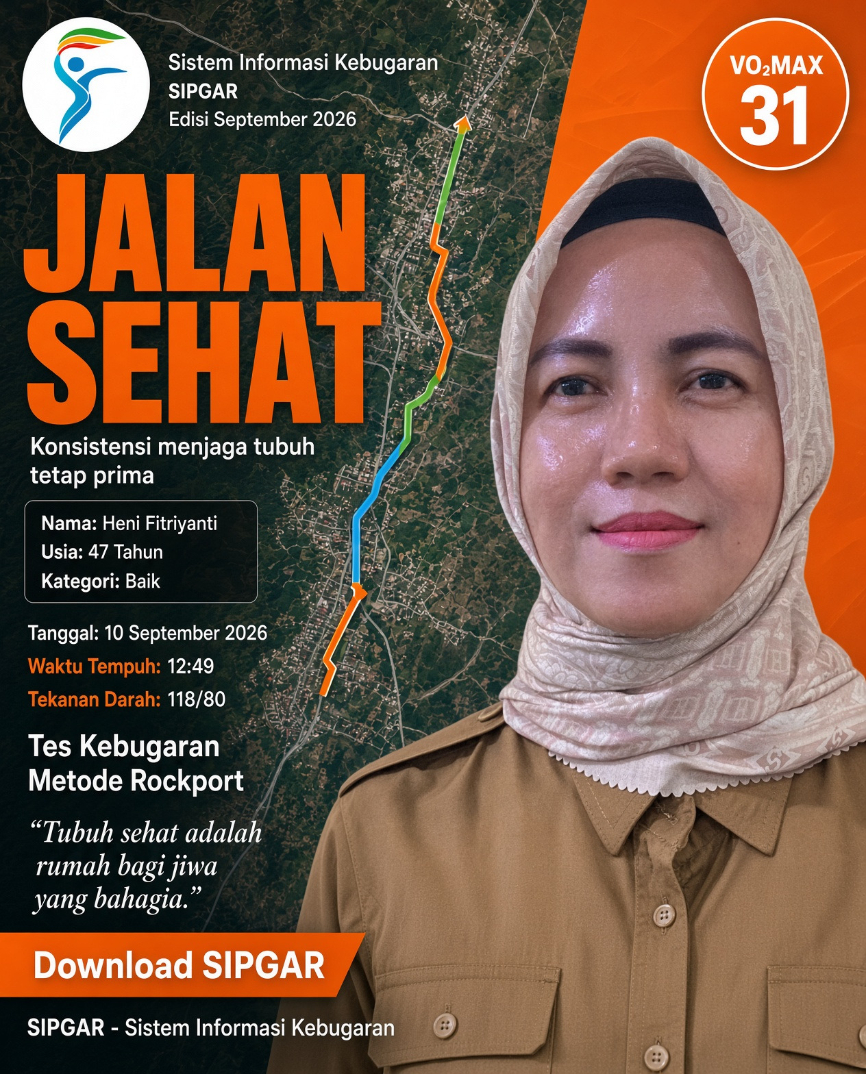 Cover hasil tes kebugaran Heni Fitriyanti