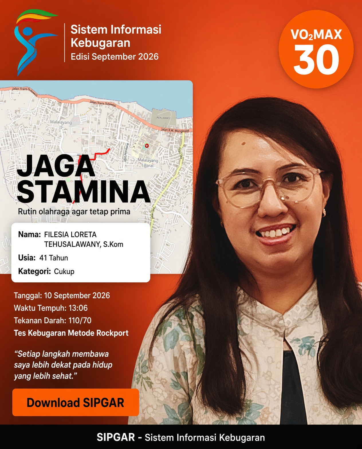 Cover hasil tes kebugaran FILESIA LORETA TEHUSALAWANY, S.Kom