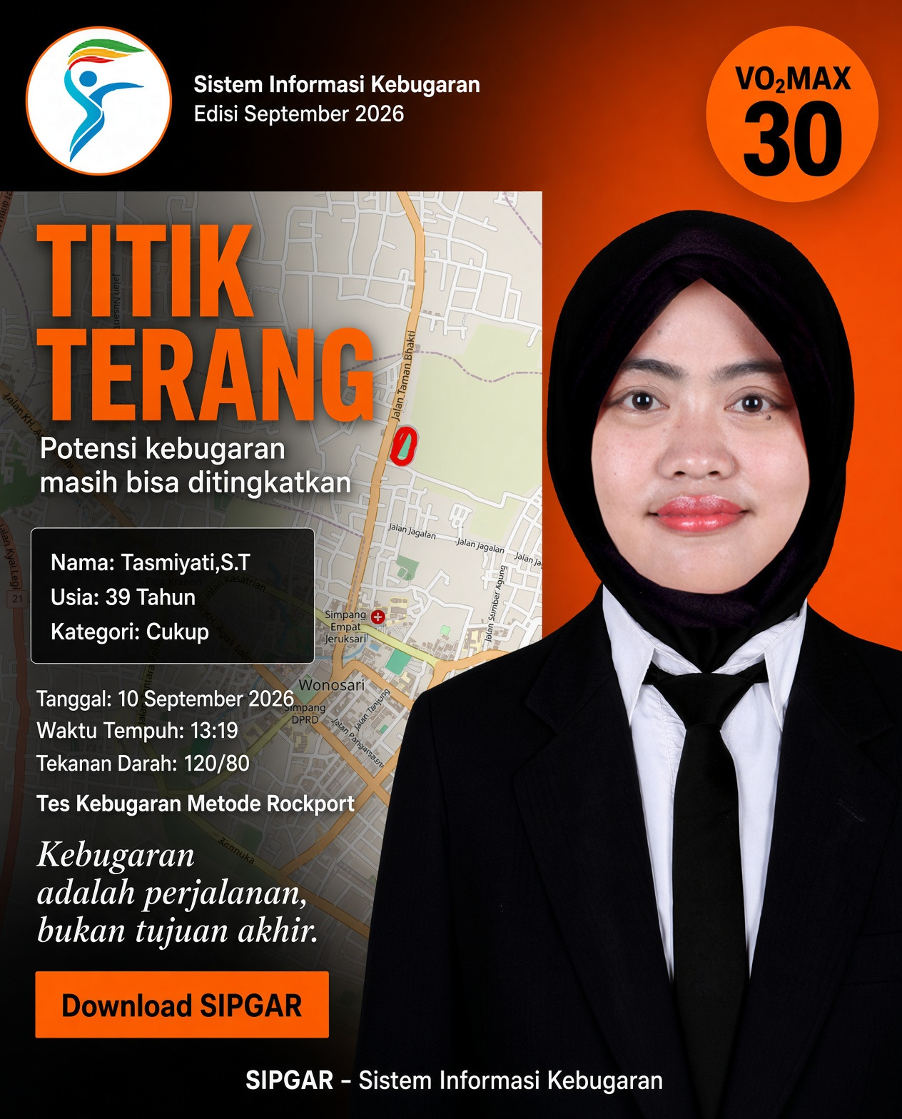 Cover hasil tes kebugaran Tasmiyati,S.T