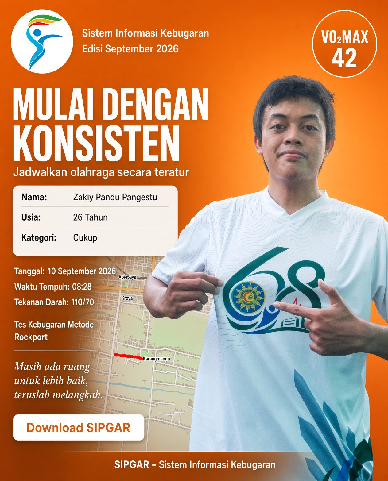 Cover hasil tes kebugaran Zakiy Pandu Pangestu