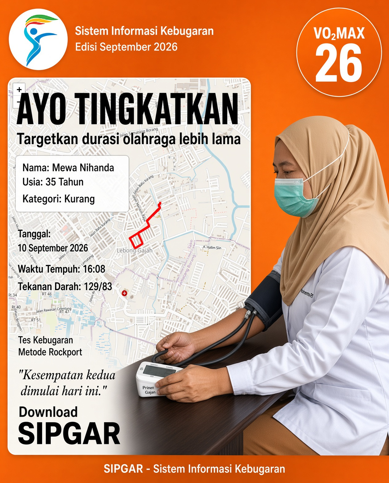 Cover hasil tes kebugaran Mewa Nihanda