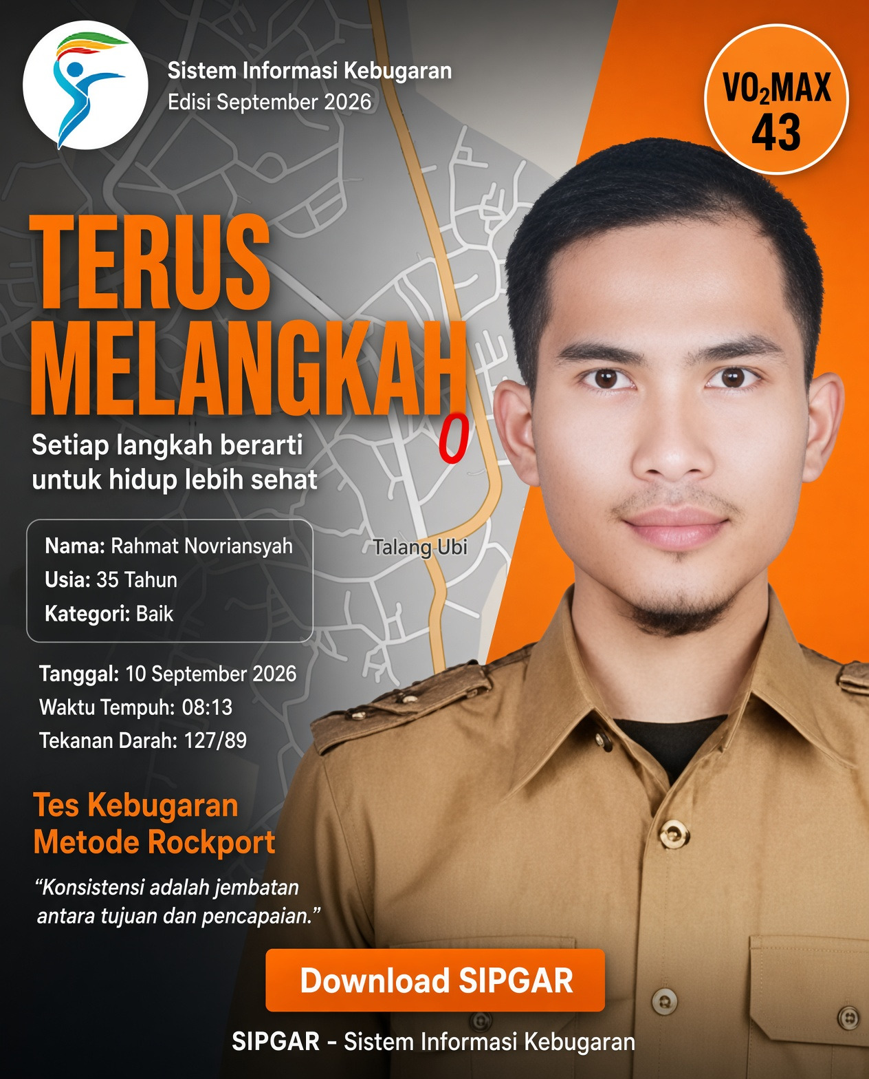 Cover hasil tes kebugaran Rahmat Novriansyah