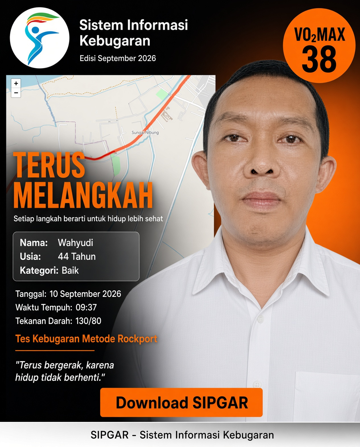 Cover hasil tes kebugaran Wahyudi