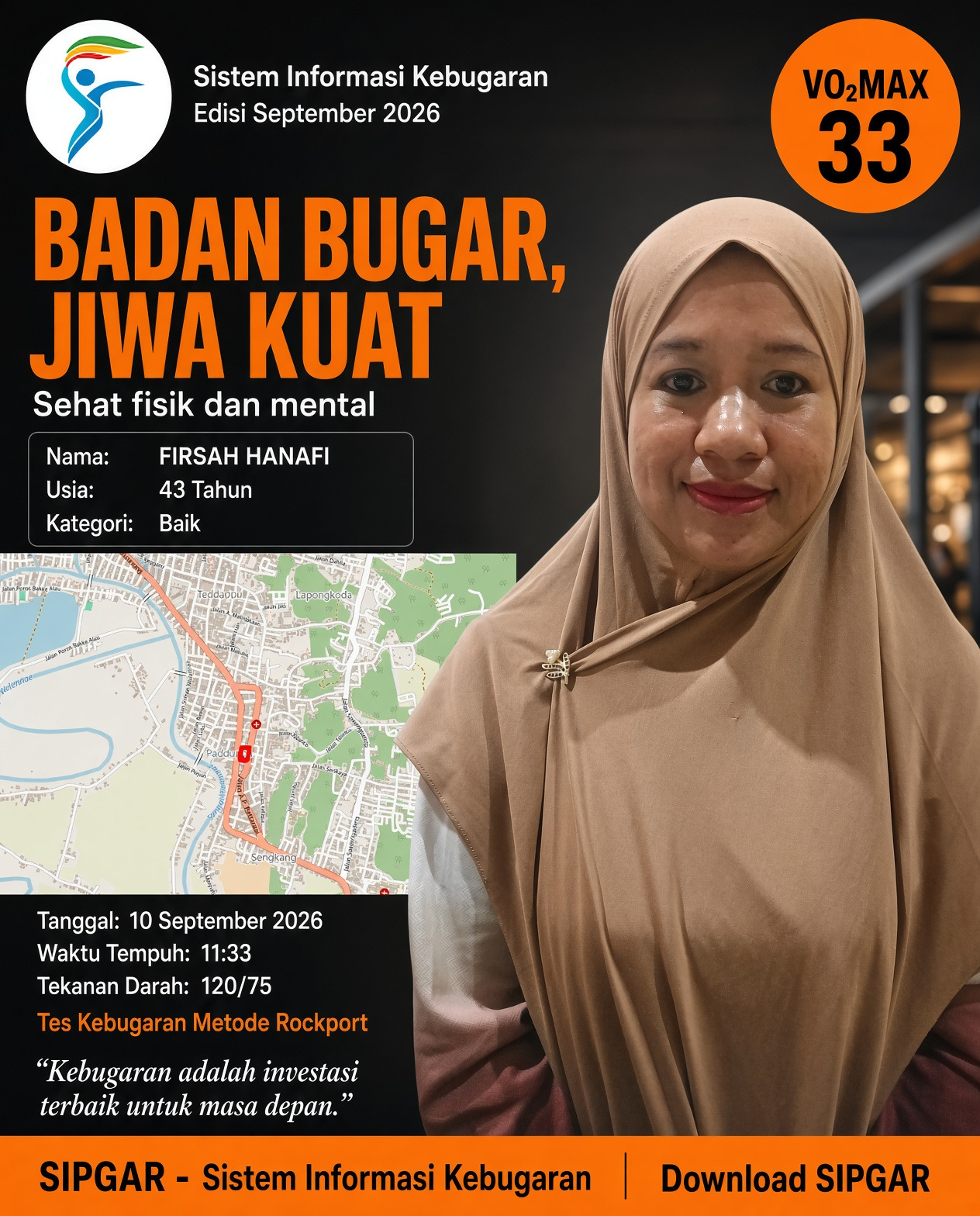 Cover hasil tes kebugaran FIRSAH HANAFI