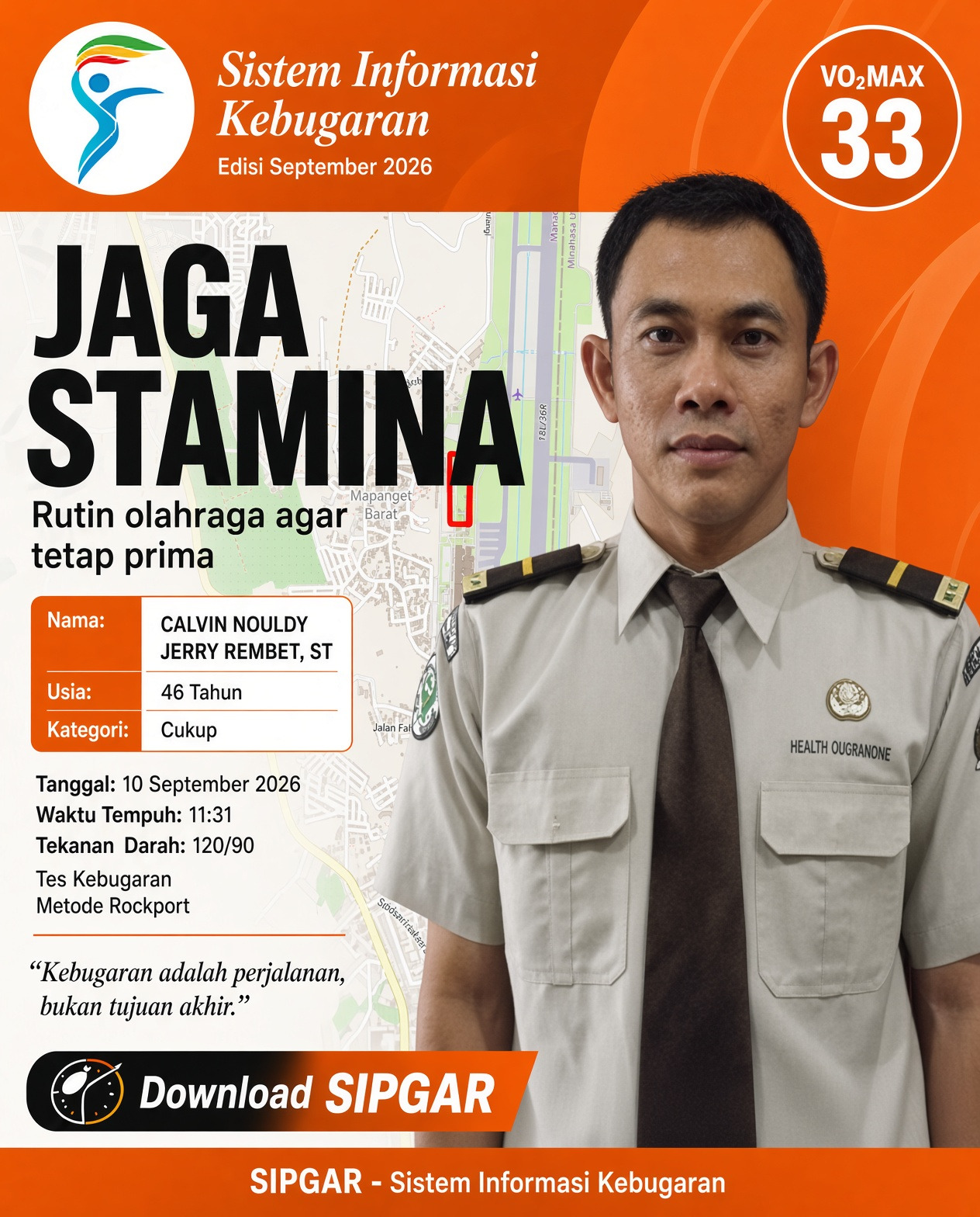 Cover hasil tes kebugaran CALVIN NOULDY JERRY REMBET, ST