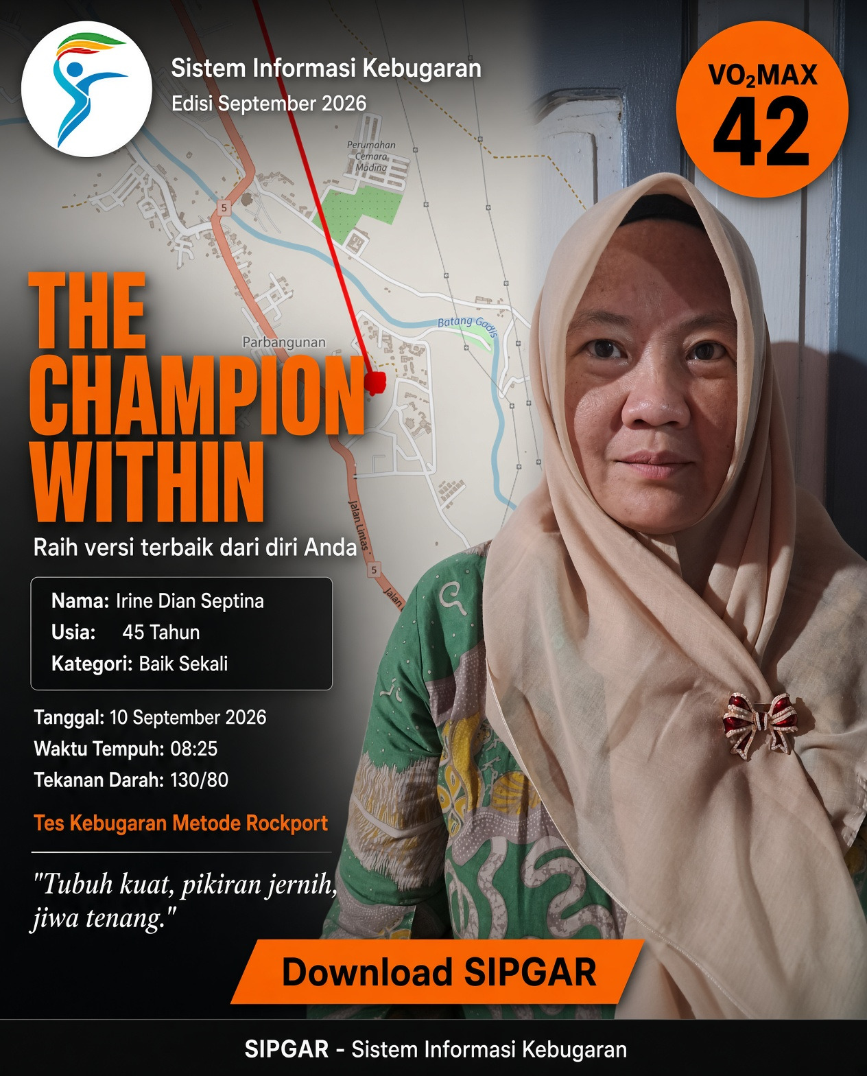 Cover hasil tes kebugaran Irine Dian Septina