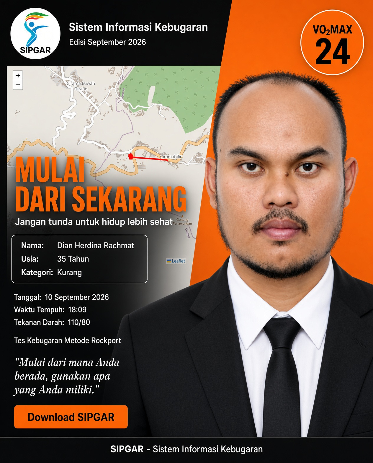 Cover hasil tes kebugaran Dian Herdina Rachmat