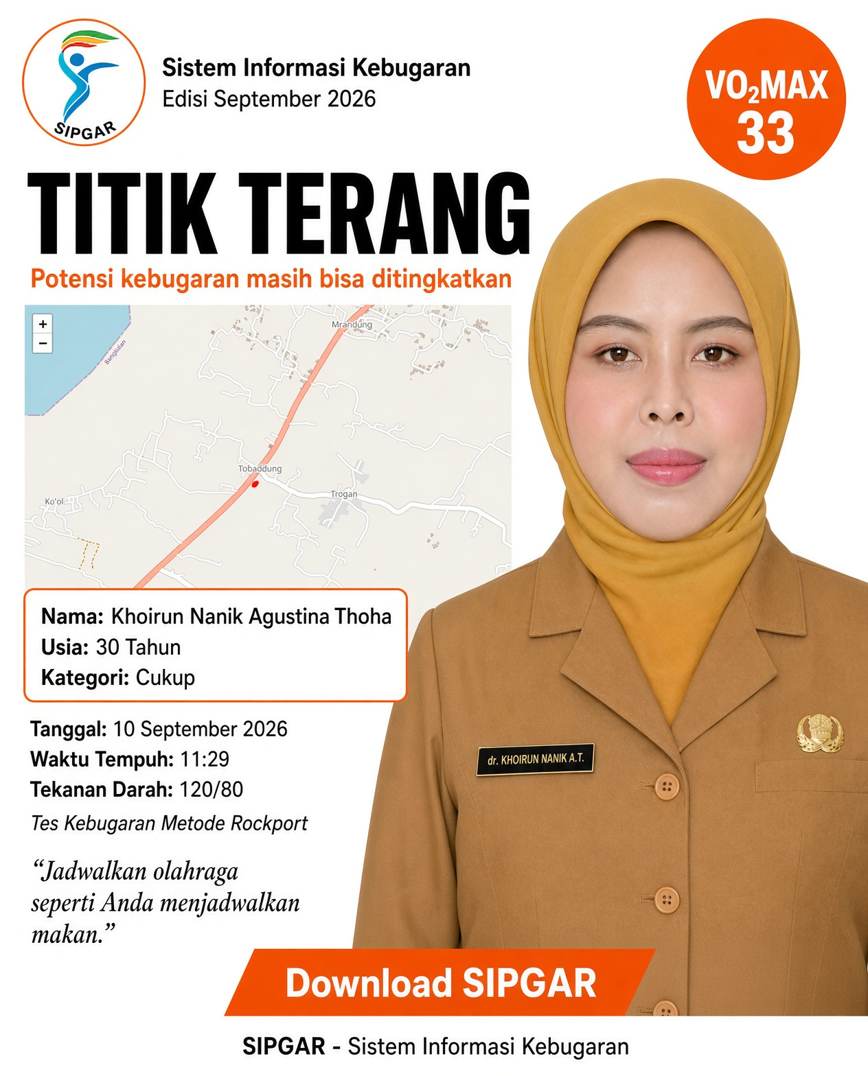 Cover hasil tes kebugaran Khoirun Nanik Agustina Thoha