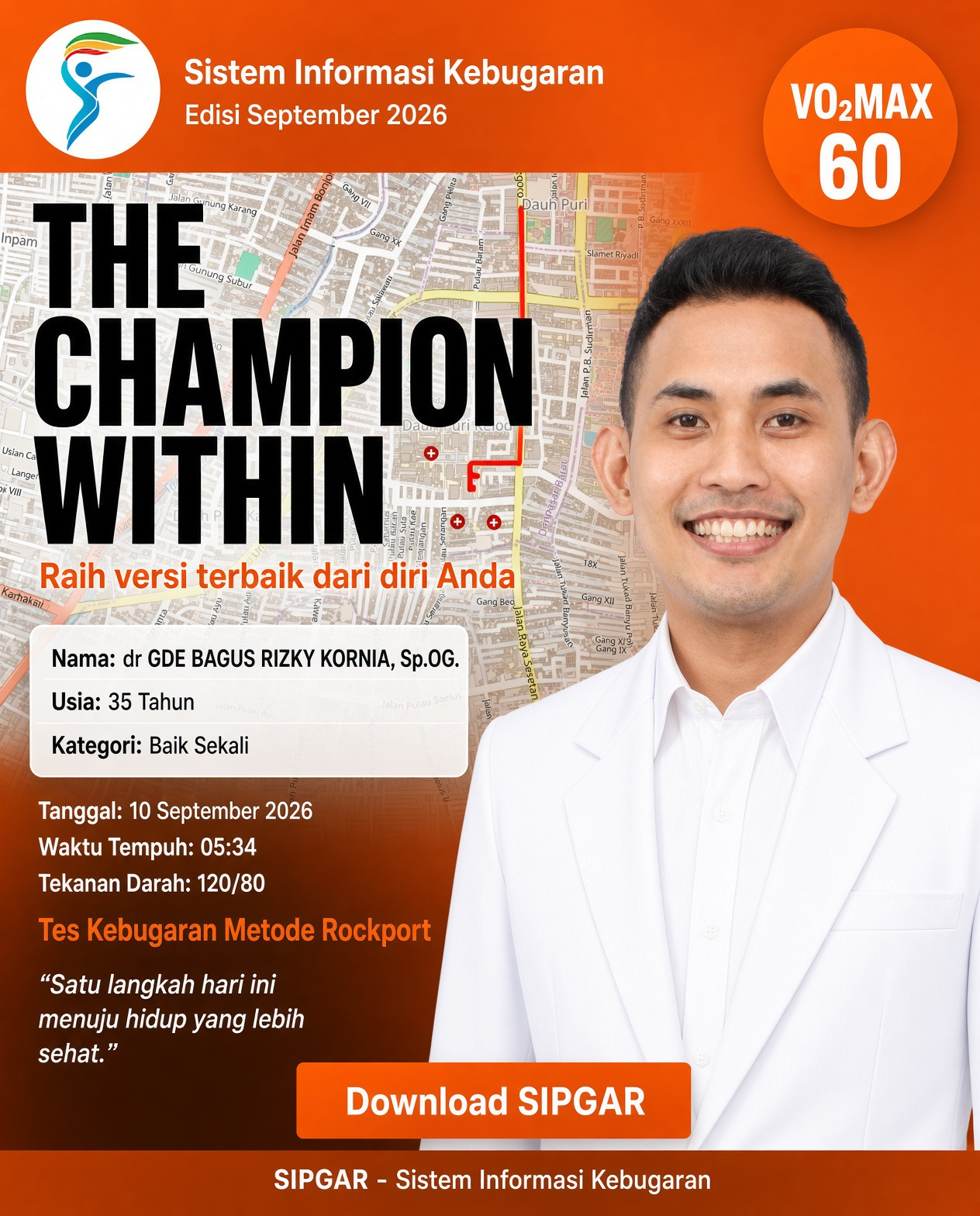 Cover hasil tes kebugaran dr GDE BAGUS RIZKY KORNIA, Sp.OG.