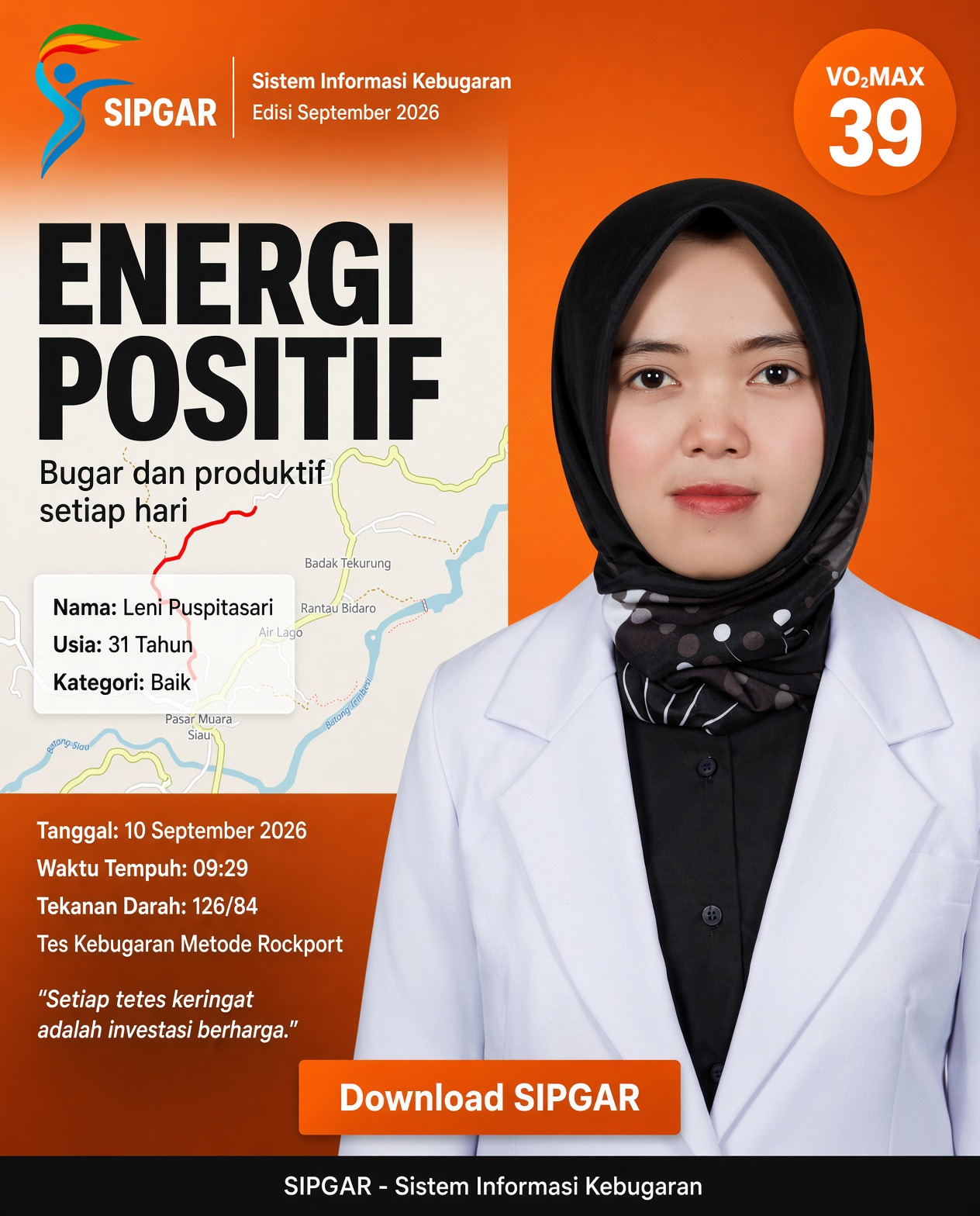Cover hasil tes kebugaran Leni Puspitasari