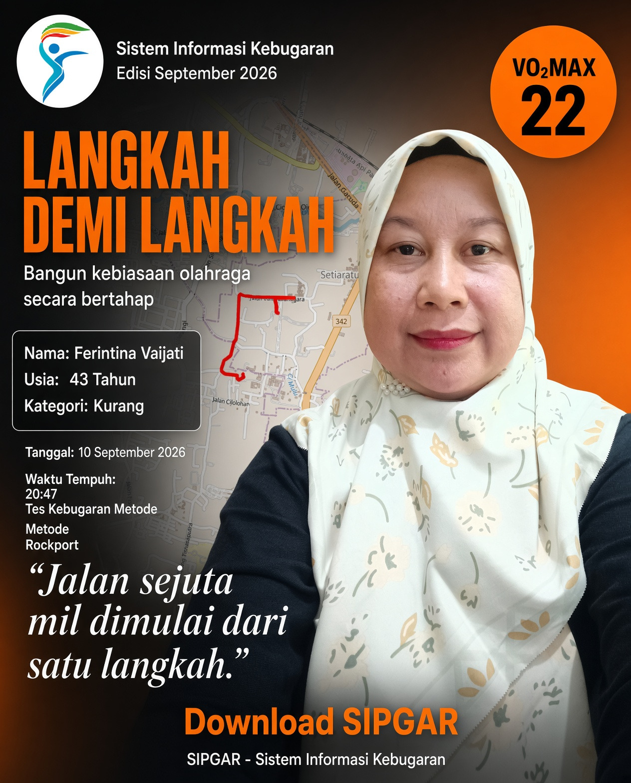 Cover hasil tes kebugaran Ferintina Vaijati