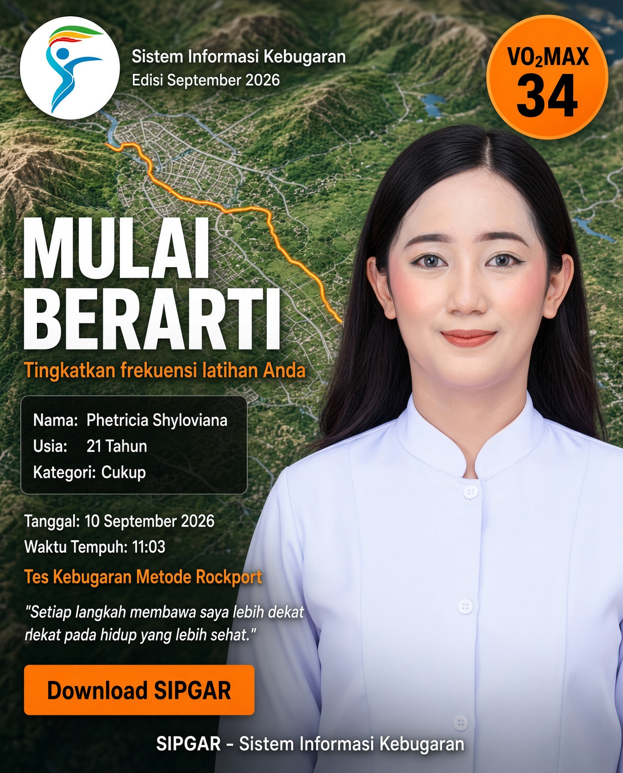 Cover hasil tes kebugaran Phetricia Shyloviana