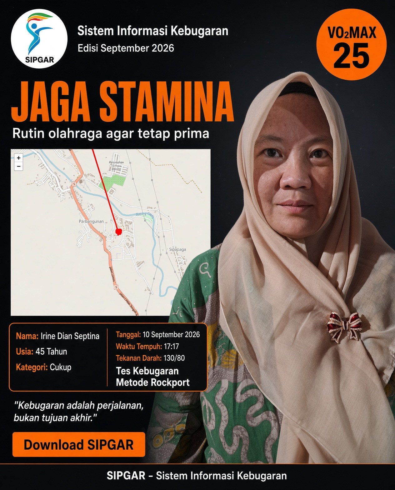 Cover hasil tes kebugaran Irine Dian Septina