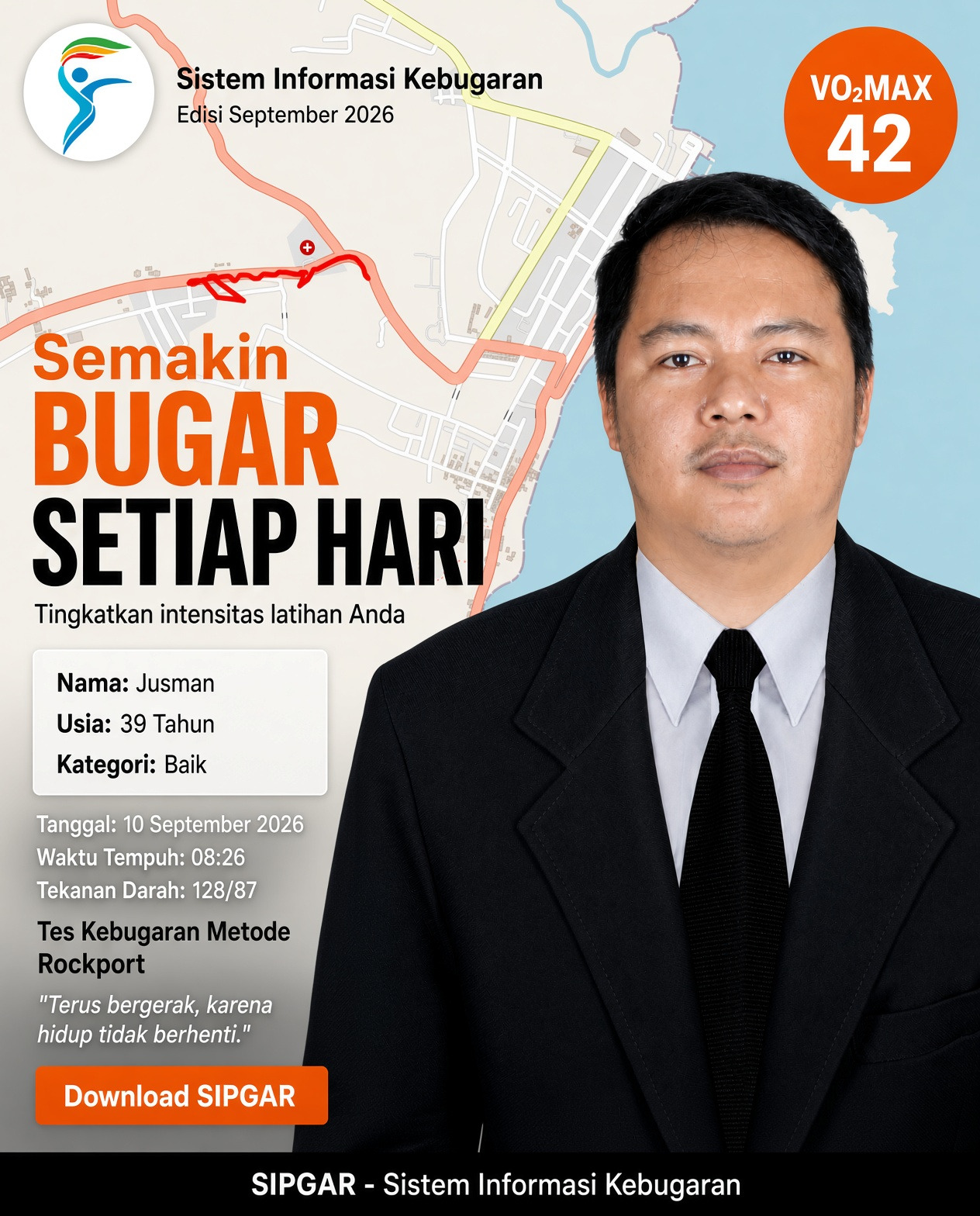 Cover hasil tes kebugaran Jusman
