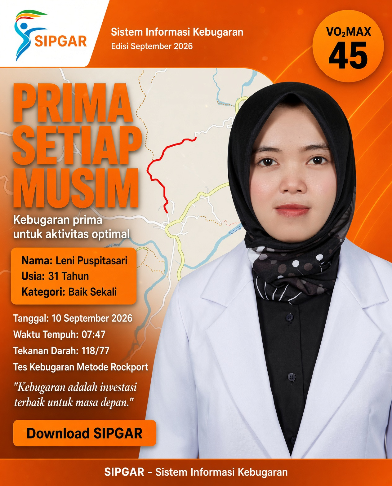 Cover hasil tes kebugaran Leni Puspitasari