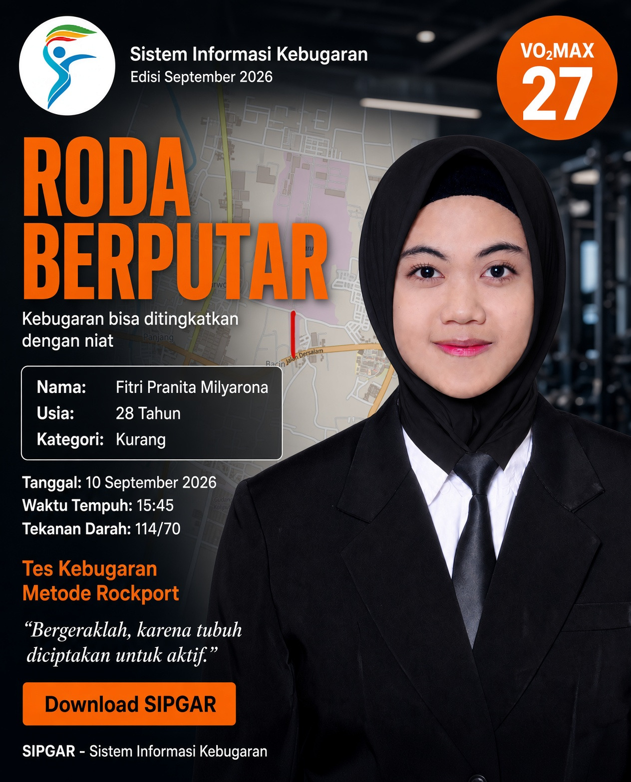 Cover hasil tes kebugaran Fitri Pranita Milyarona