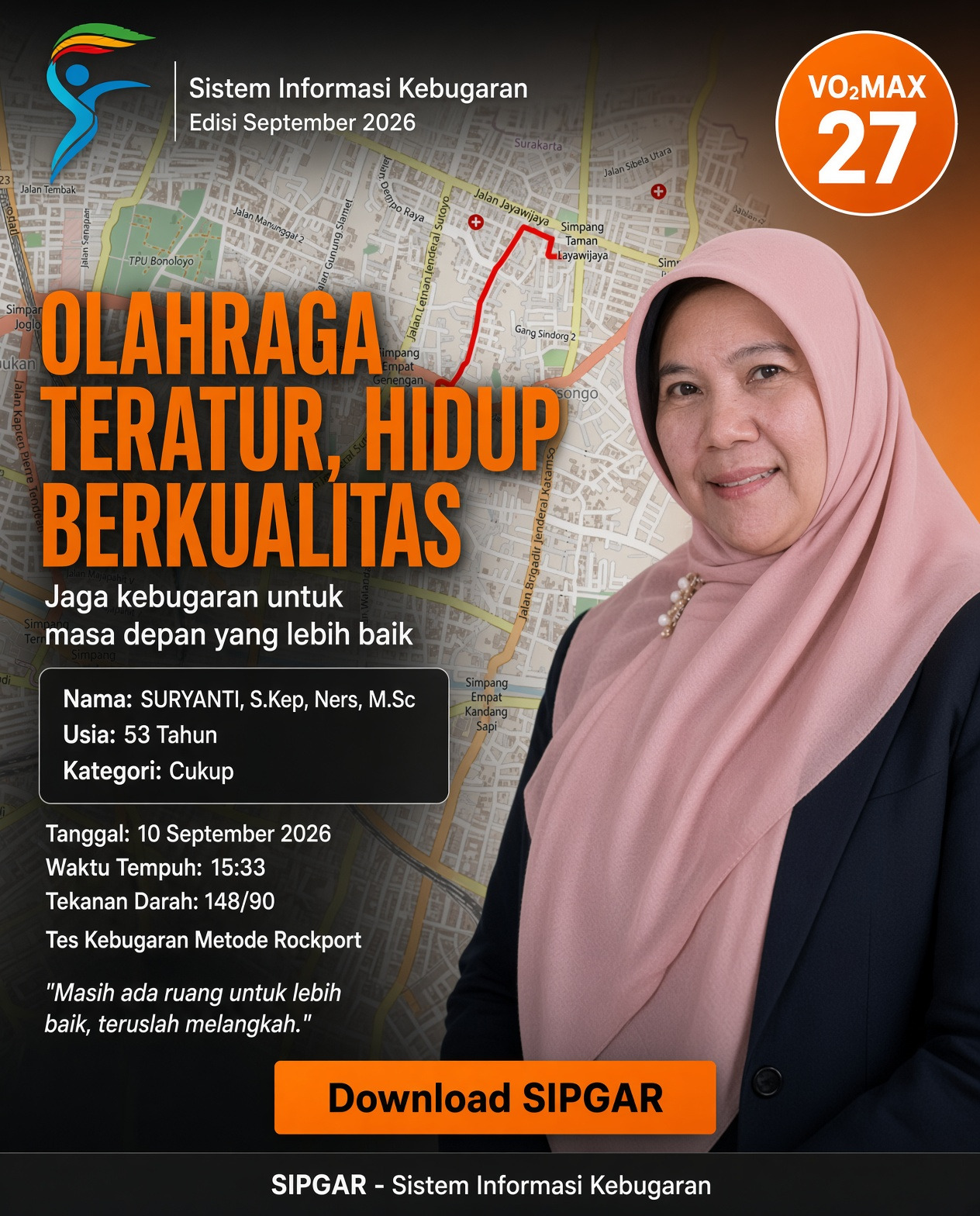 Cover hasil tes kebugaran SURYANTI, S.Kep, Ners, M.Sc