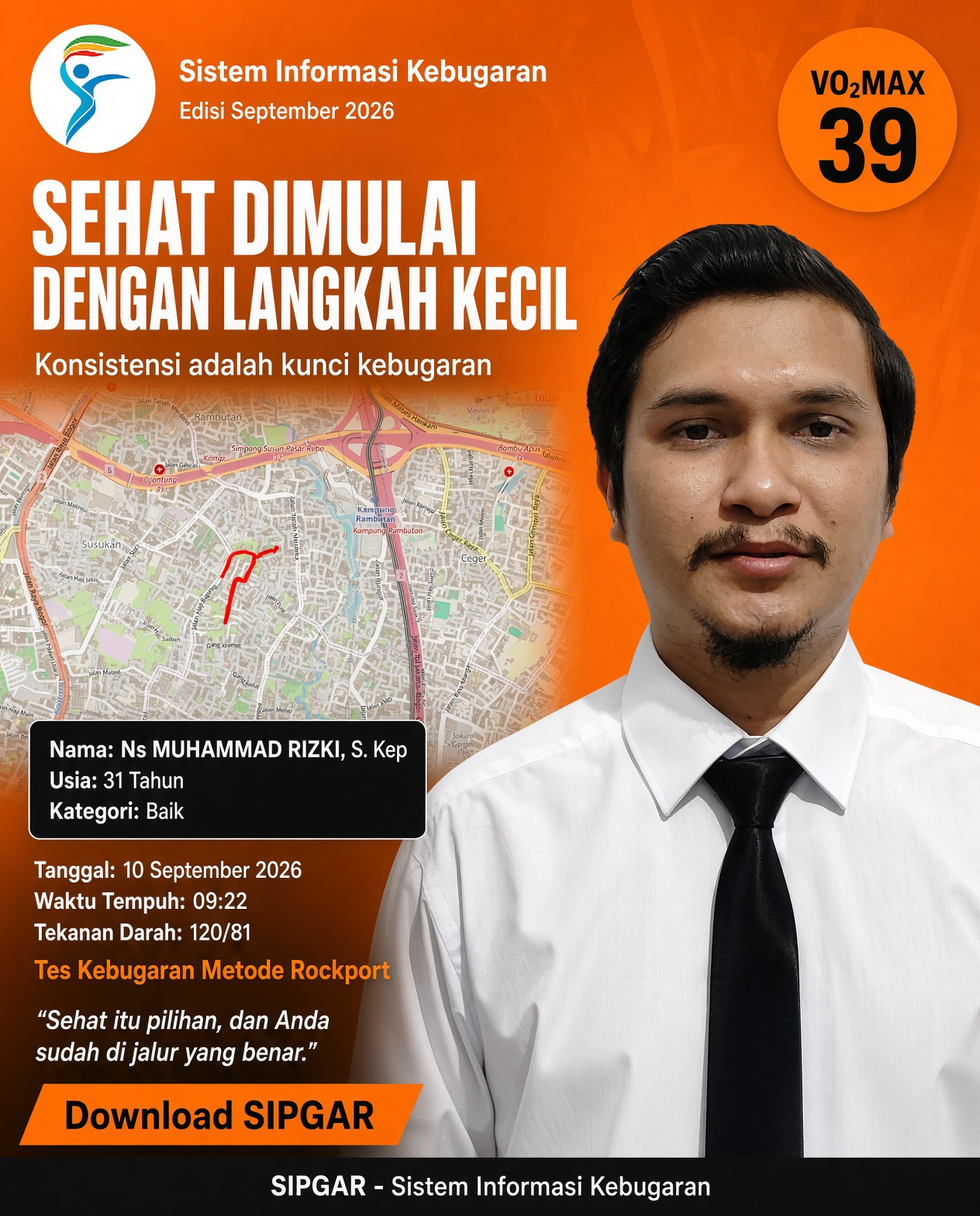 Cover hasil tes kebugaran Ns MUHAMMAD RIZKI, S. Kep
