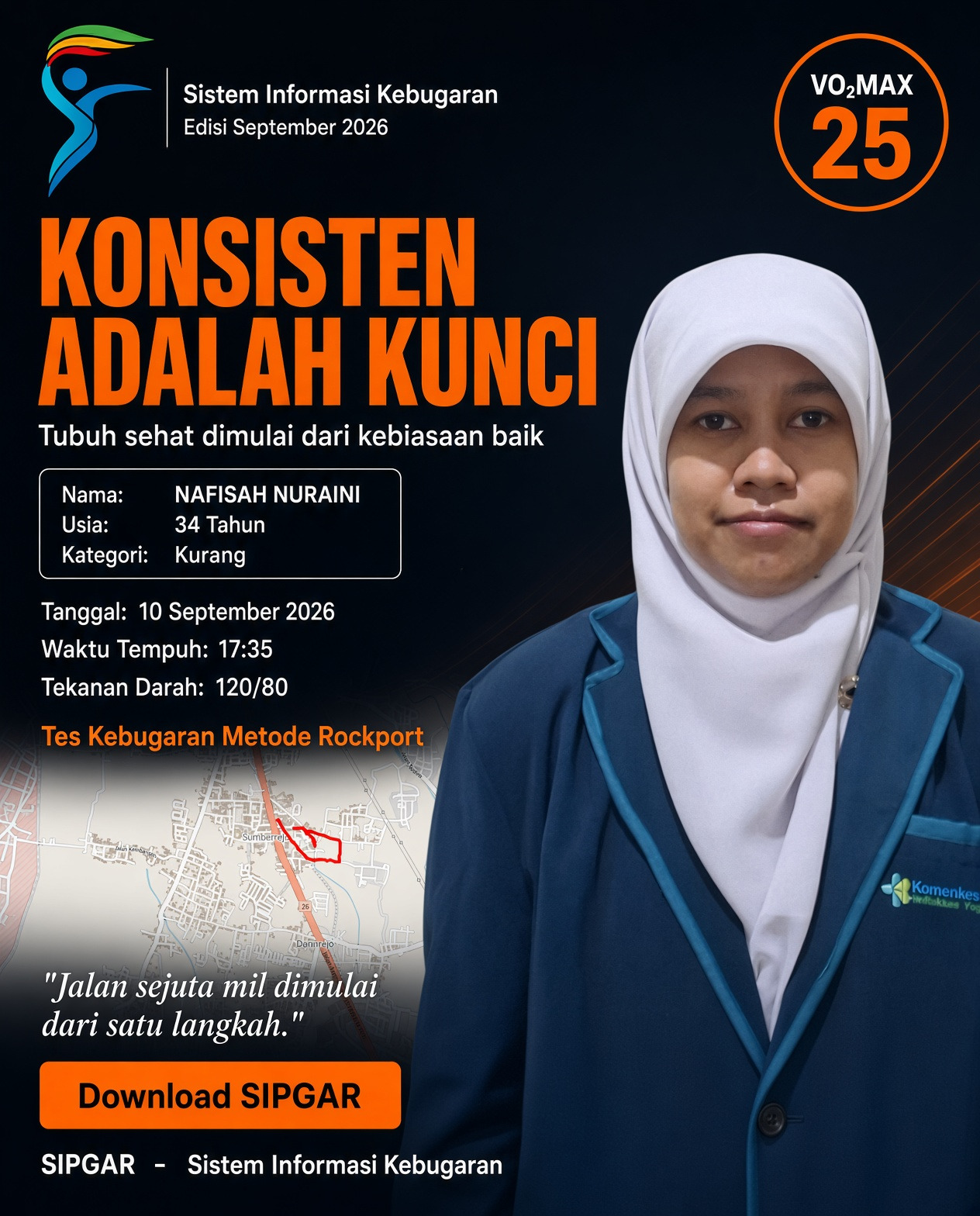 Cover hasil tes kebugaran NAFISAH NURAINI