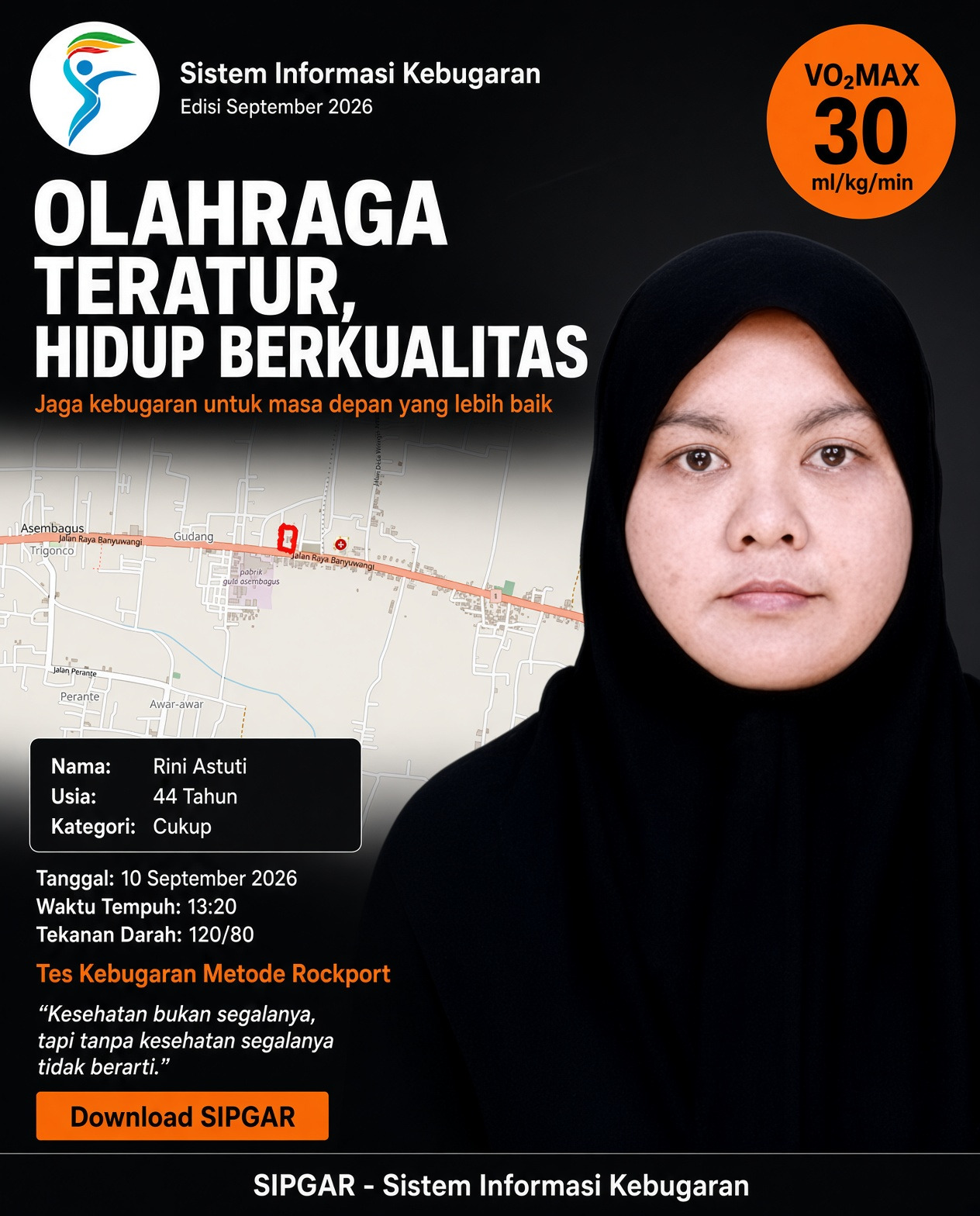 Cover hasil tes kebugaran Rini Astuti