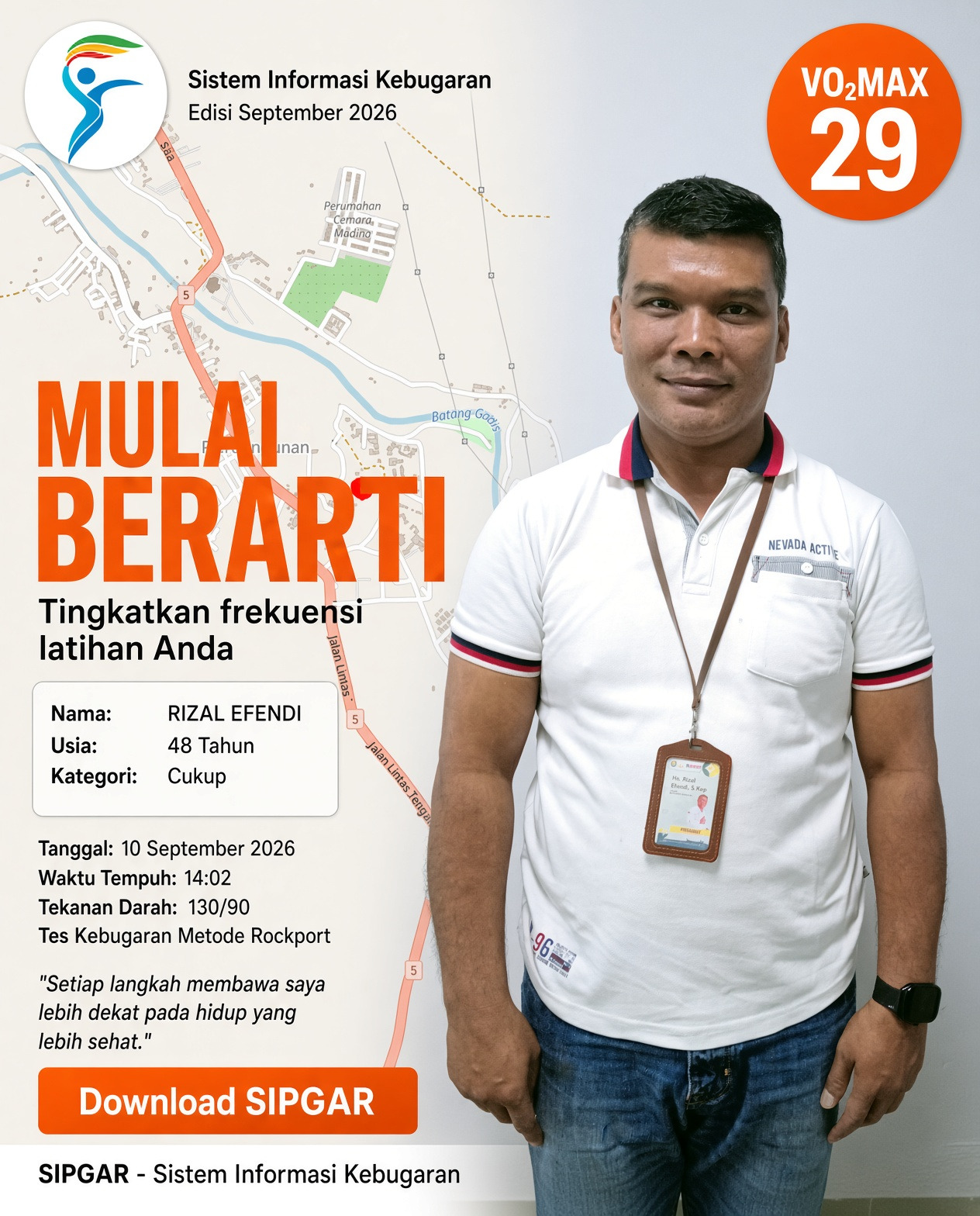 Cover hasil tes kebugaran RIZAL EFENDI