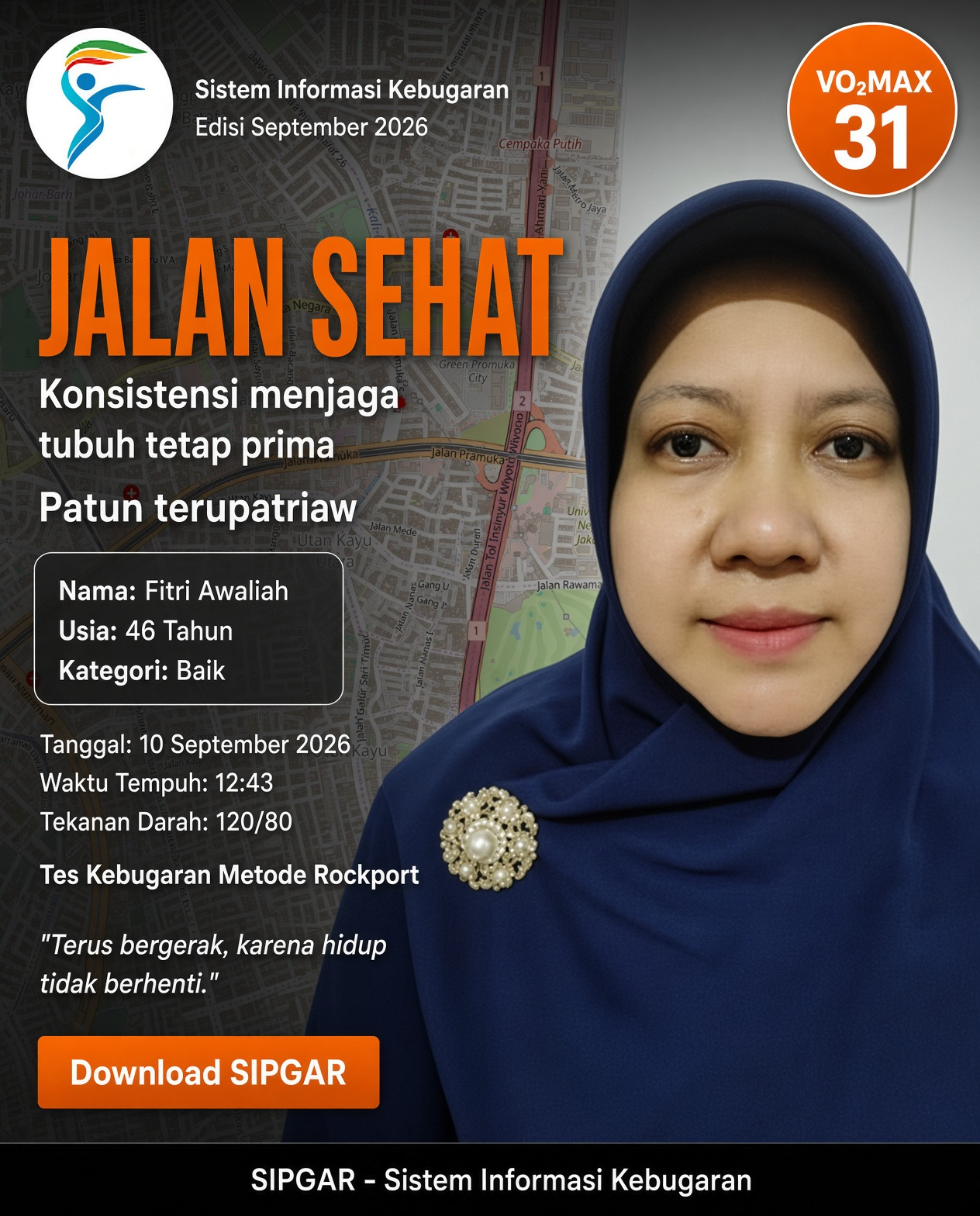 Cover hasil tes kebugaran Fitri Awaliah