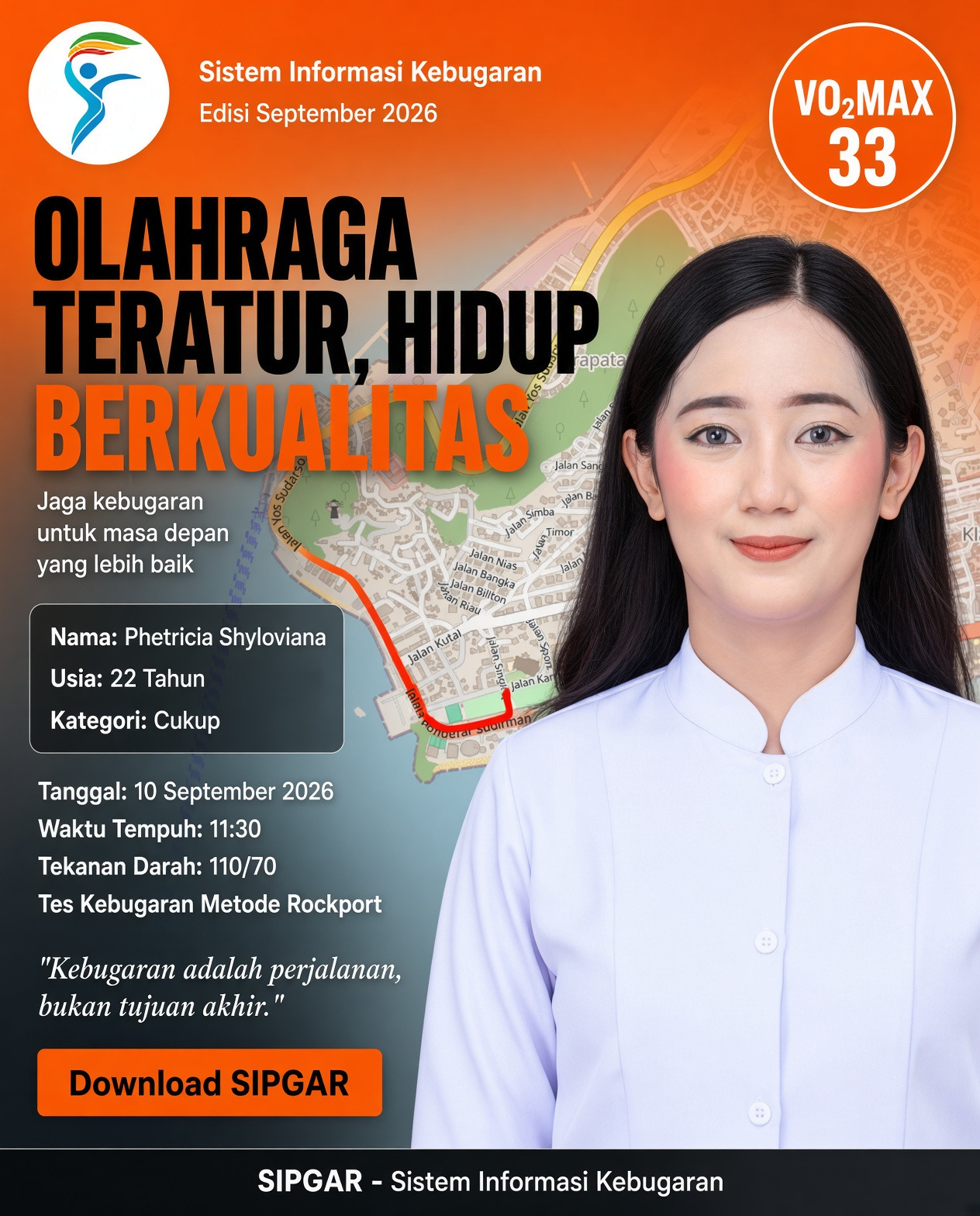Cover hasil tes kebugaran Phetricia Shyloviana