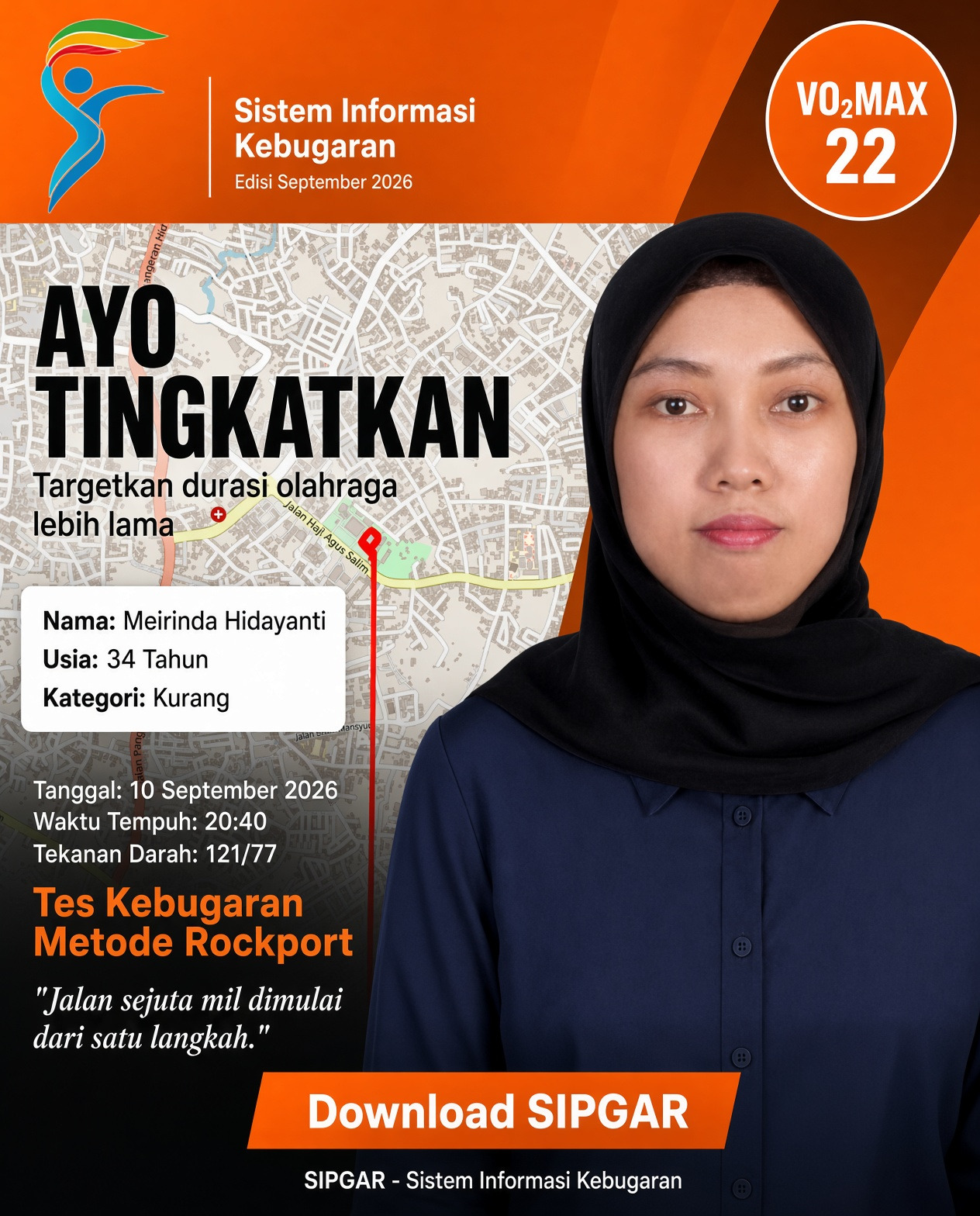 Cover hasil tes kebugaran Meirinda Hidayanti