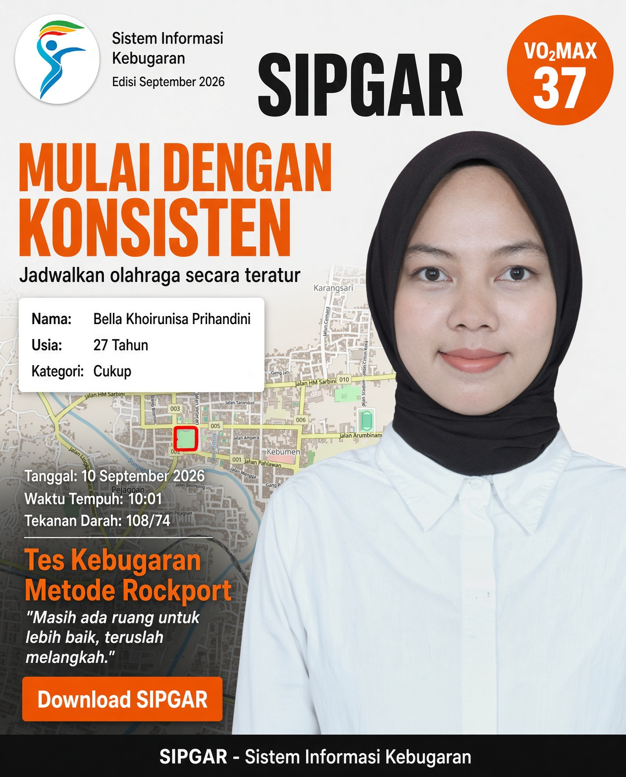 Cover hasil tes kebugaran Bella Khoirunisa Prihandini