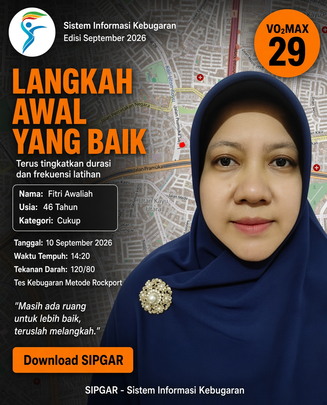 Cover hasil tes kebugaran Fitri Awaliah