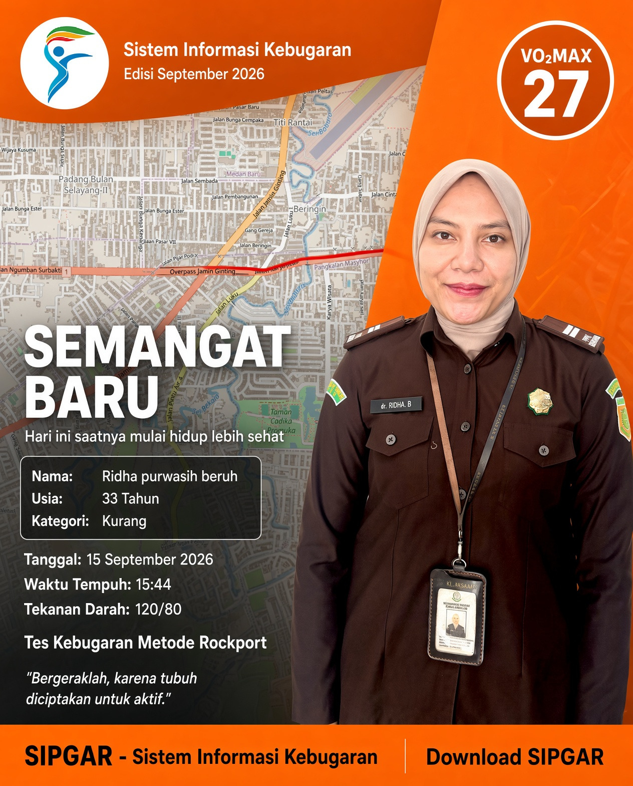 Cover hasil tes kebugaran Ridha purwasih beruh