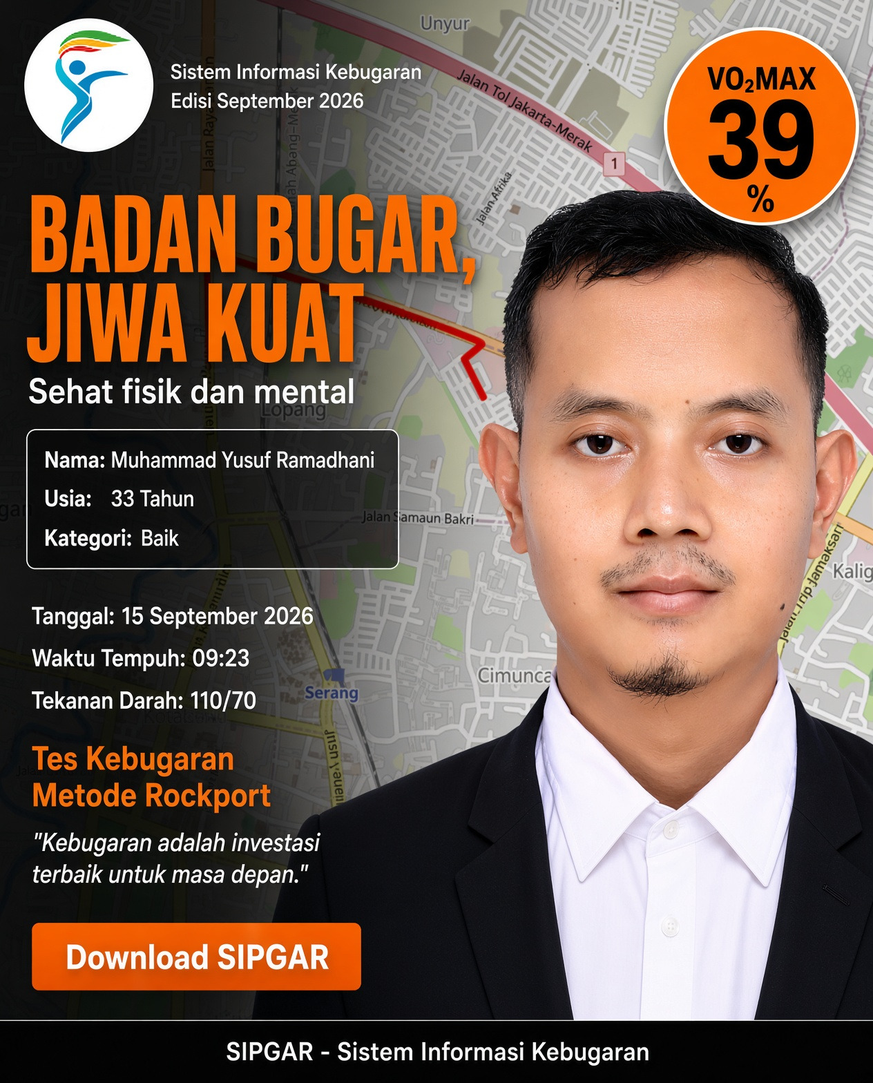 Cover hasil tes kebugaran Muhammad Yusuf Ramadhani