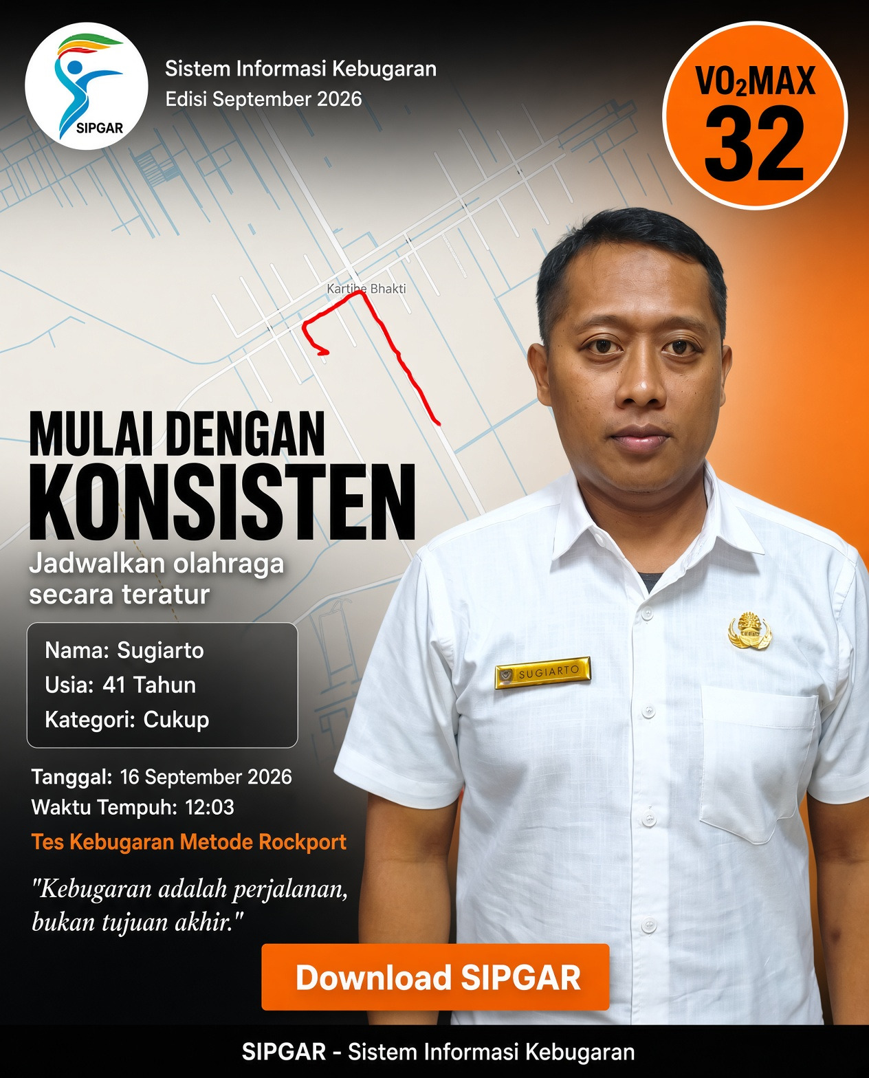 Cover hasil tes kebugaran Sugiarto