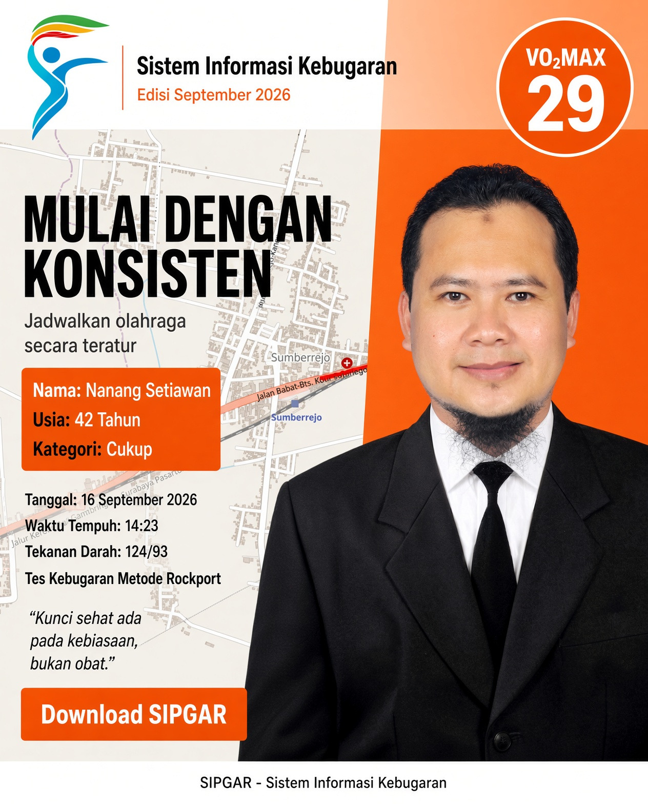 Cover hasil tes kebugaran Nanang Setiawan