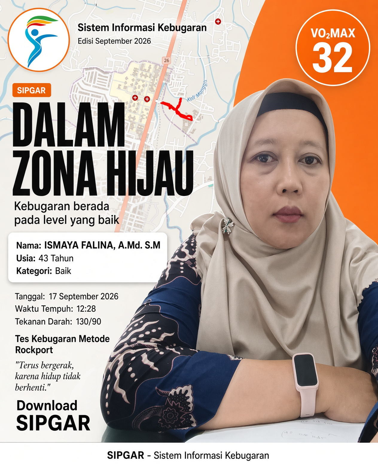 Cover hasil tes kebugaran ISMAYA FALINA, A.Md. S.M