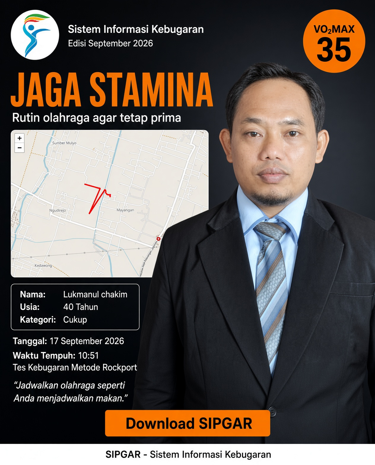Cover hasil tes kebugaran Lukmanul chakim